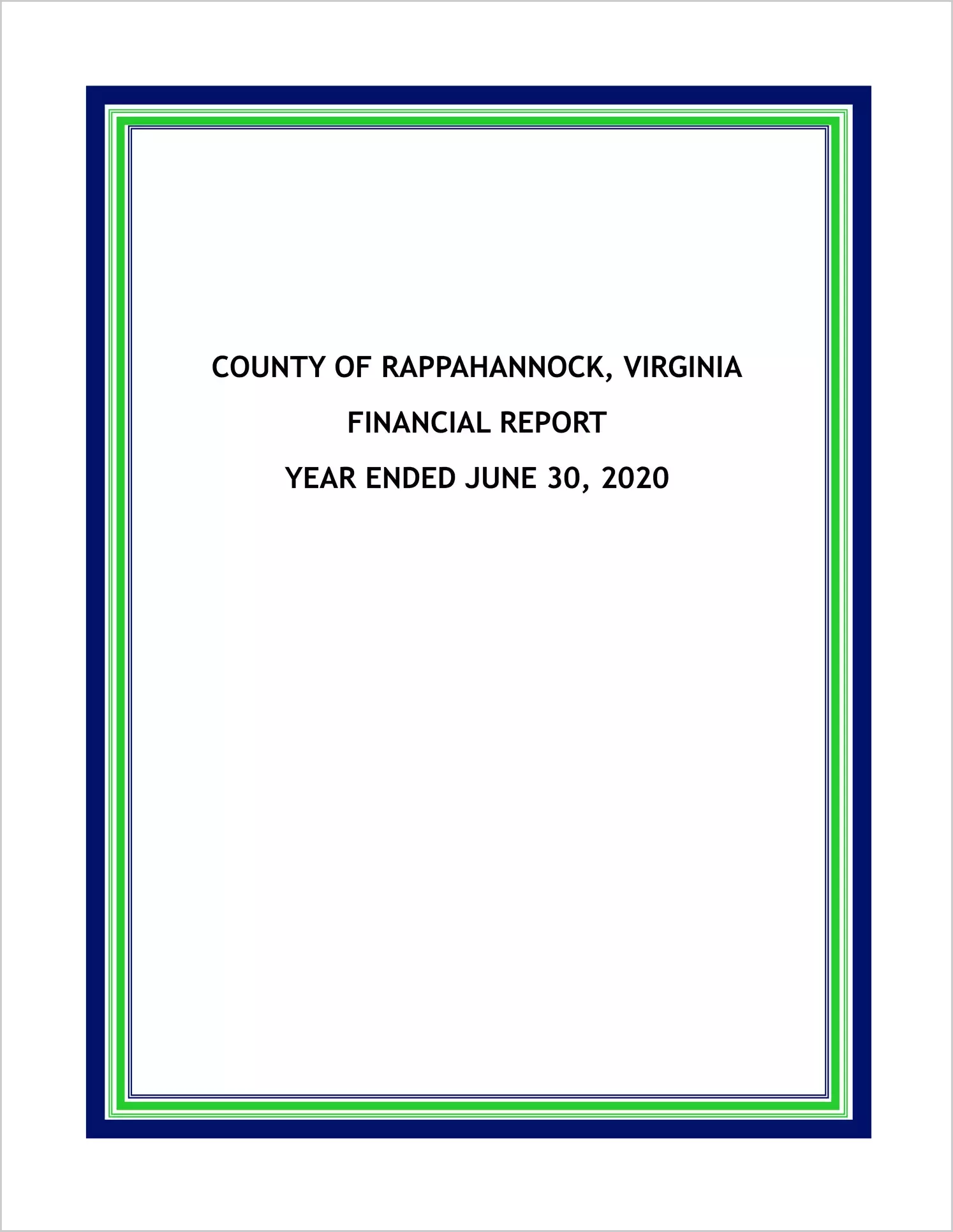 2020 Annual Financial Report for County of Rappahannock