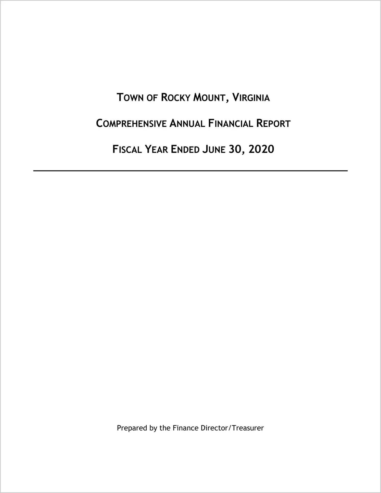 2020 Annual Financial Report for Town of Rocky Mount