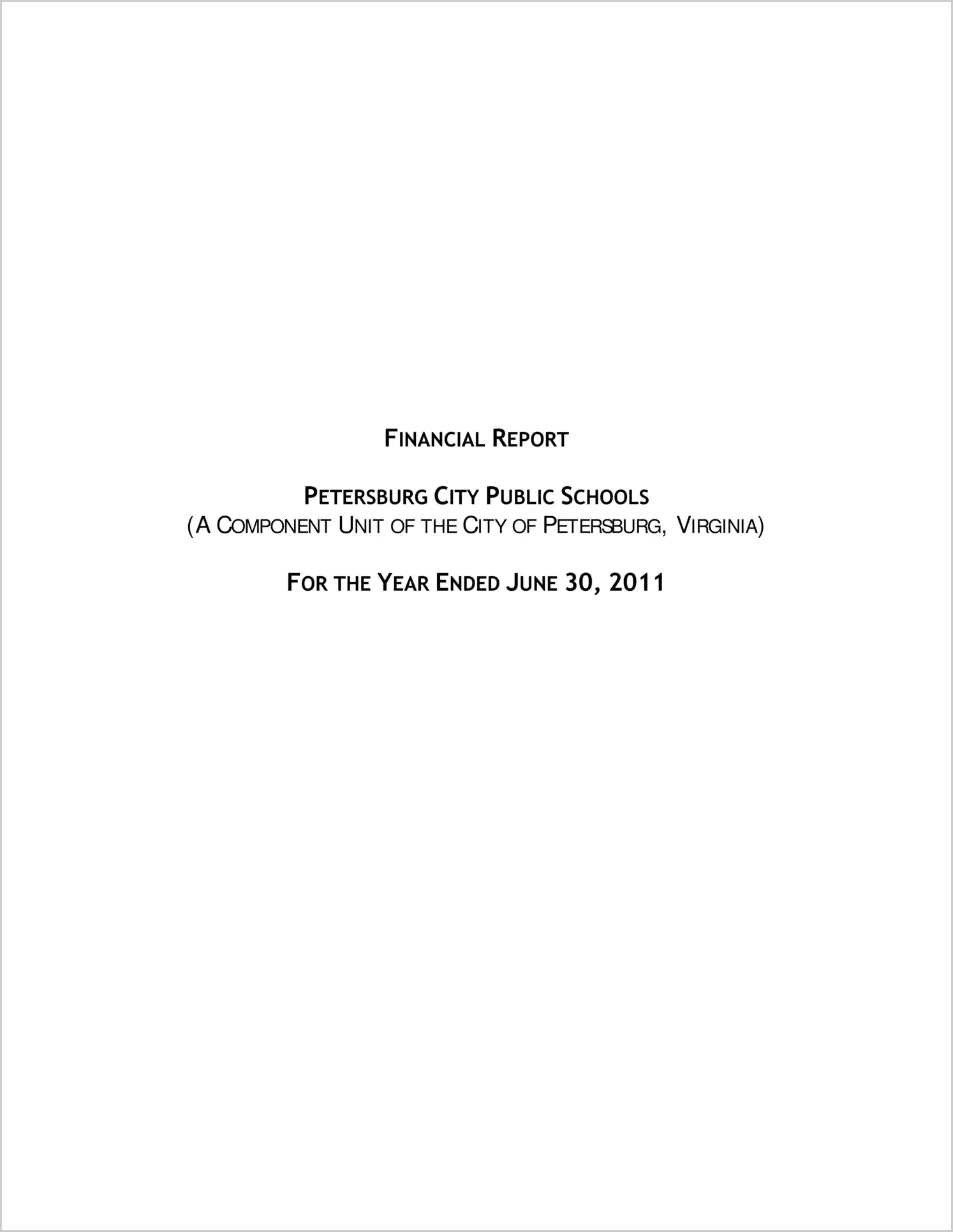 2011 Public Schools Annual Financial Report for City of Petersburg