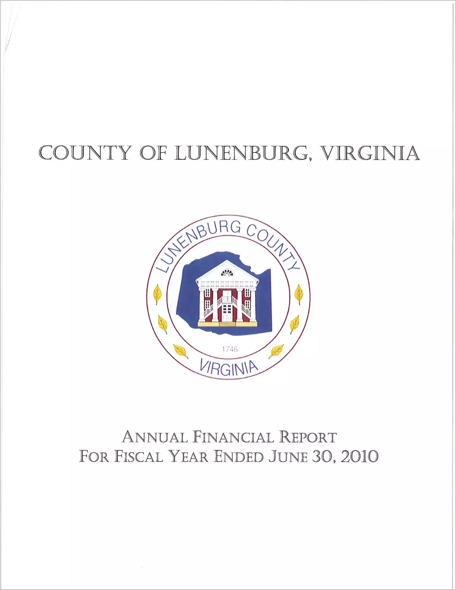 2010 Annual Financial Report for County of Lunenburg