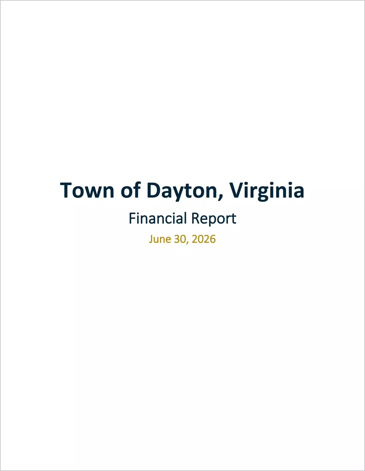 preview of 2026 Annual Financial Report for Town of Dayton