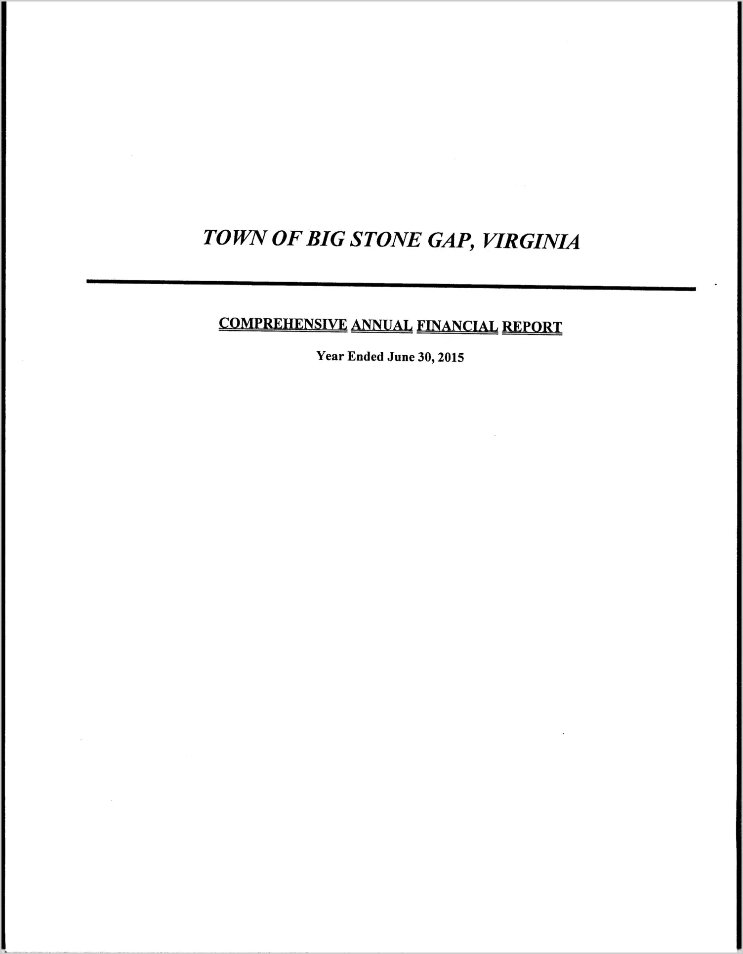 2015 Annual Financial Report for Town of Big Stone Gap
