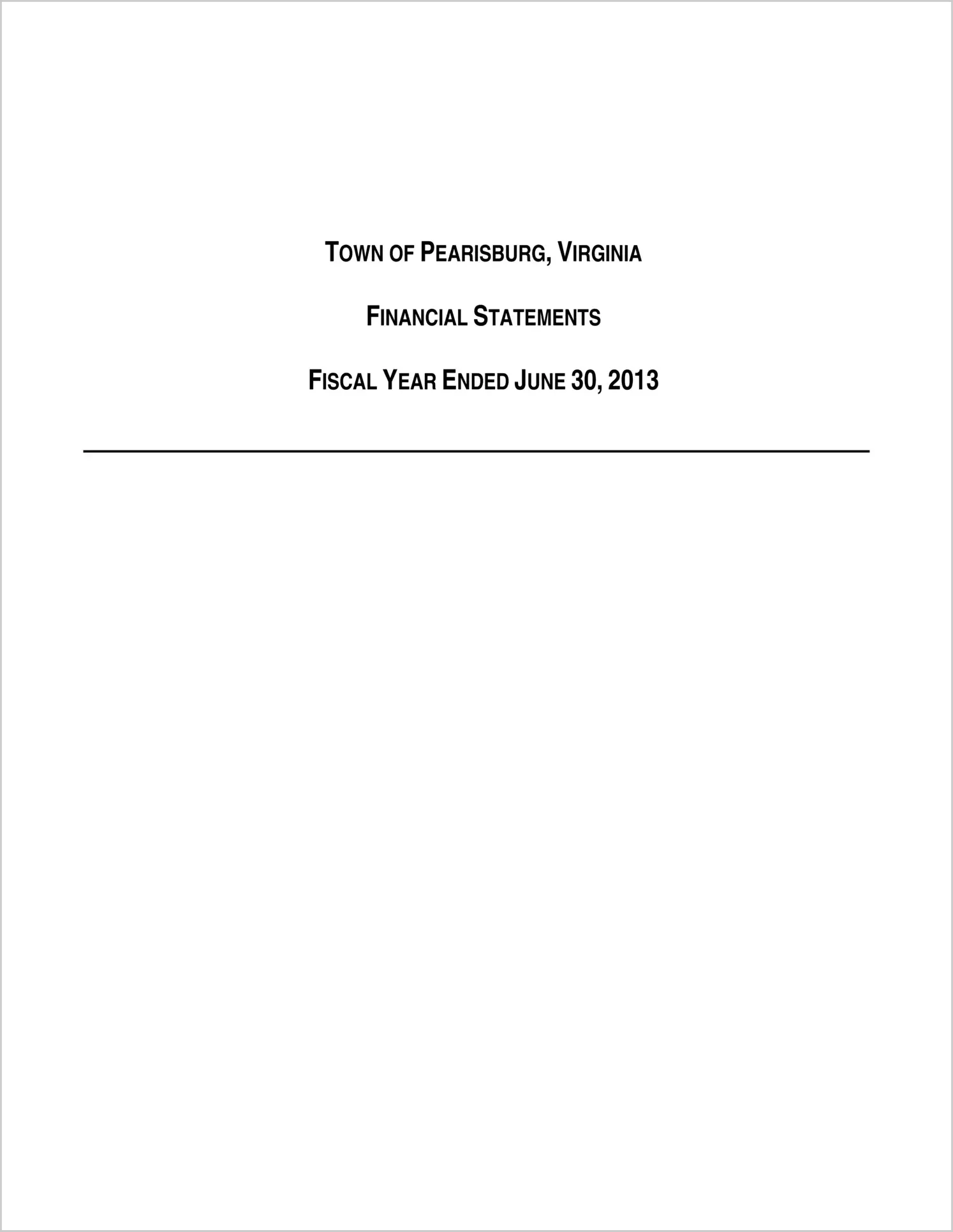 2013 Annual Financial Report for Town of Pearisburg