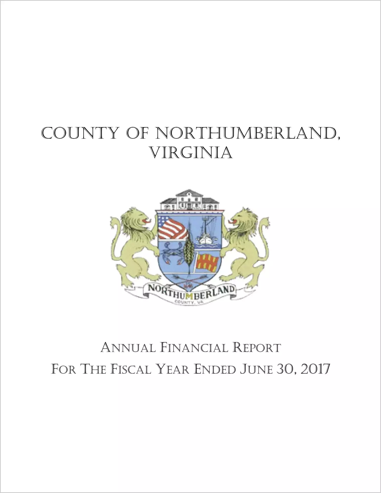 2017 Annual Financial Report for County of Northumberland