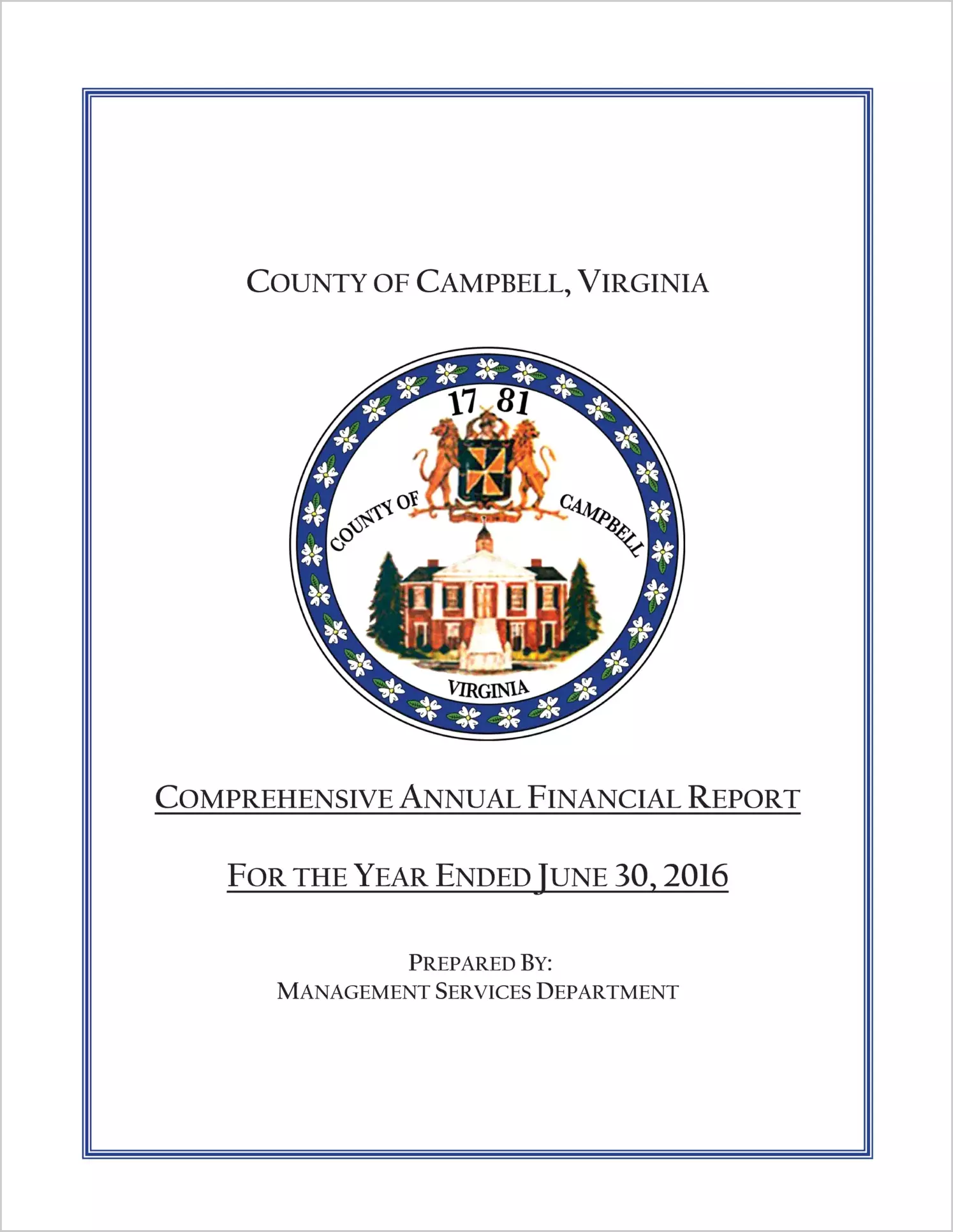 2016 Annual Financial Report for County of Campbell