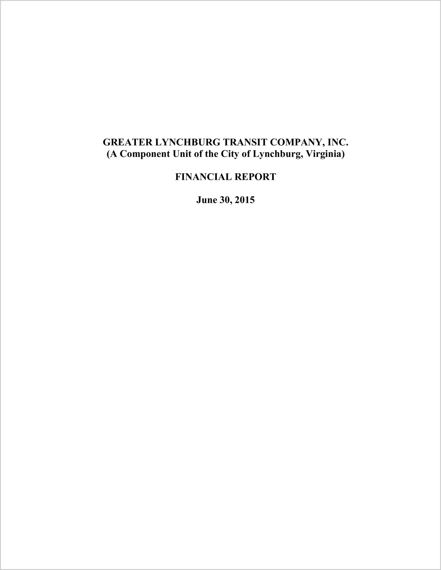 2015 ABC/Other Annual Financial Report  for Greater Lynchburg Transit Company