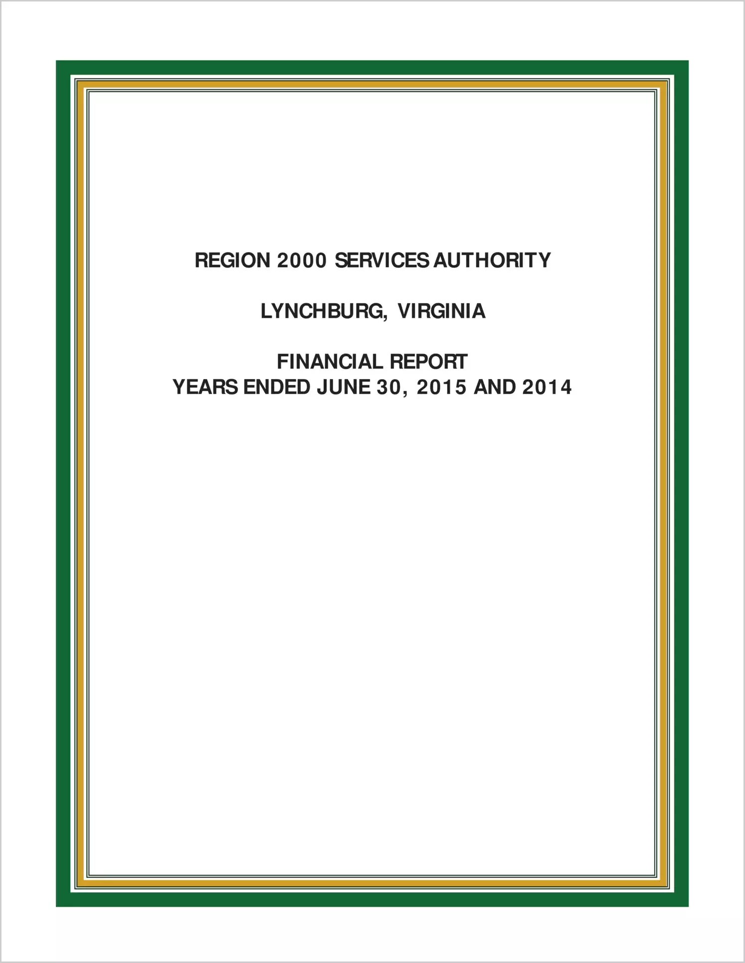 2015 ABC/Other Annual Financial Report  for Region 2000 Services Authority