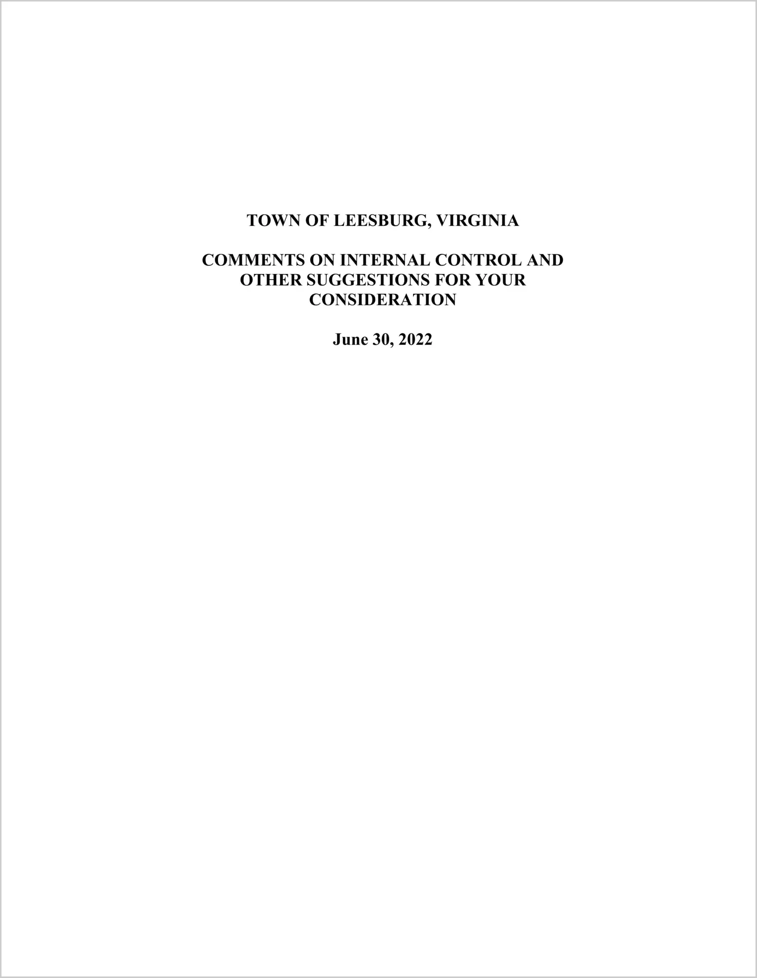 preview of 2022 Management Letter for Town of Leesburg
