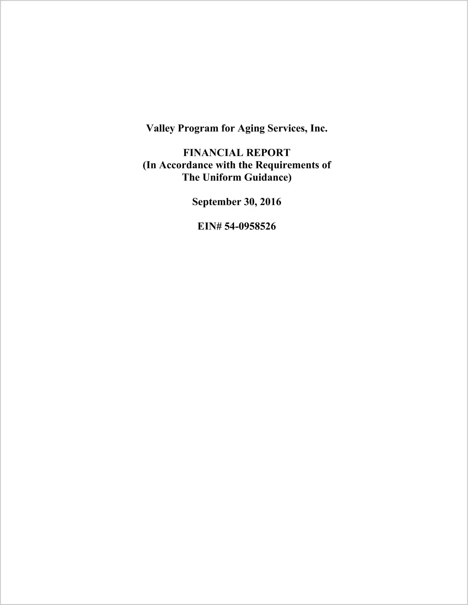 preview of 2016 ABC/Other Annual Financial Report for Valley Program for Aging Services