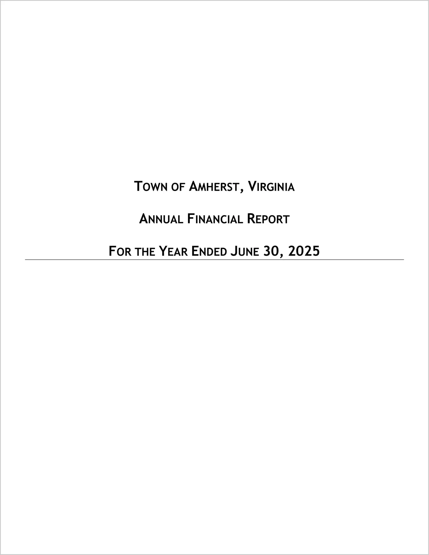 preview of 2025 Annual Financial Report for Town of Amherst