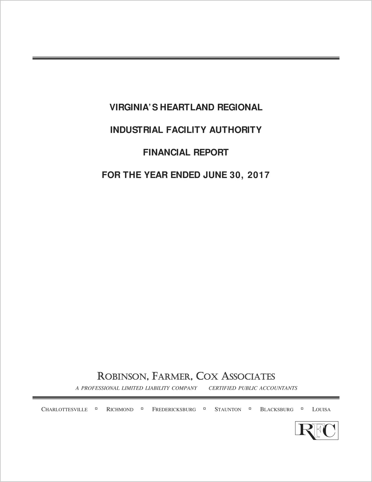 2017 Other Annual Financial Report for Virginia Heartland Regional Industrial Facility Authority