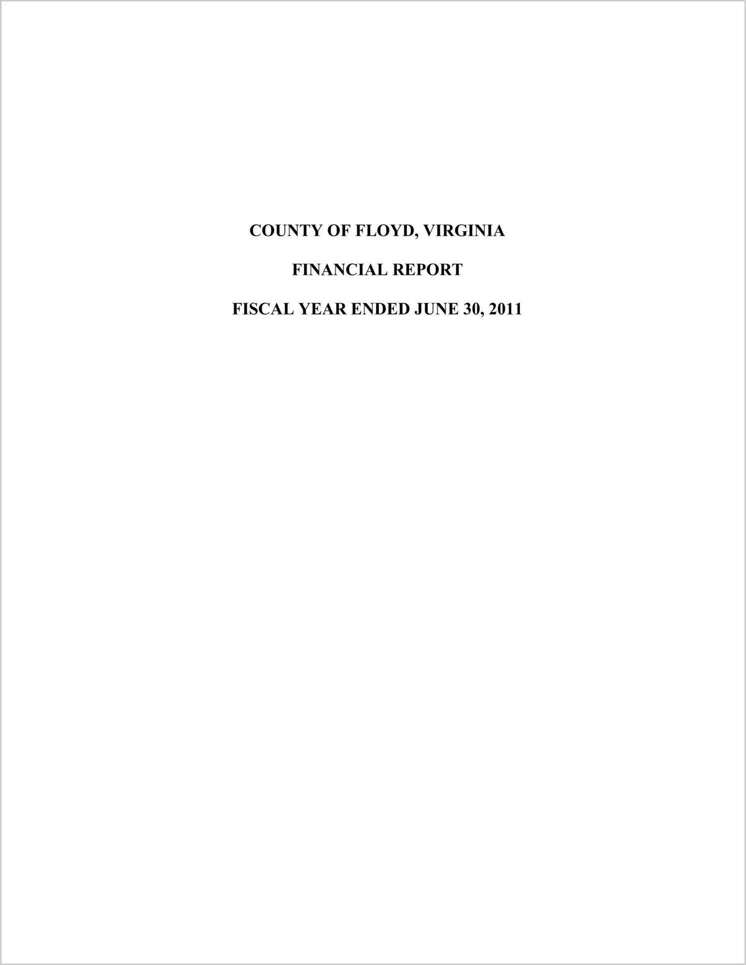 2011 Annual Financial Report for County of Floyd