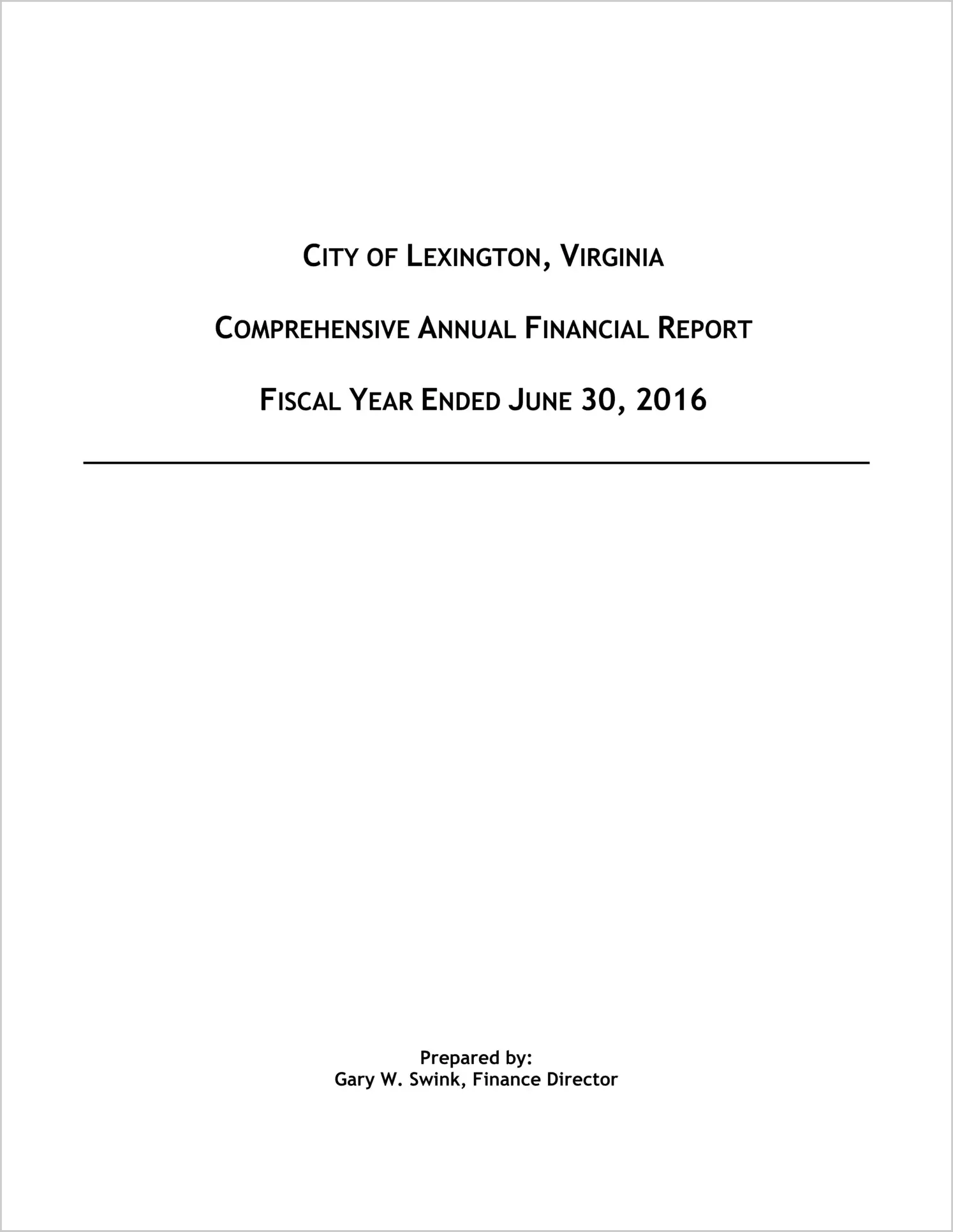 2016 Annual Financial Report for City of Lexington