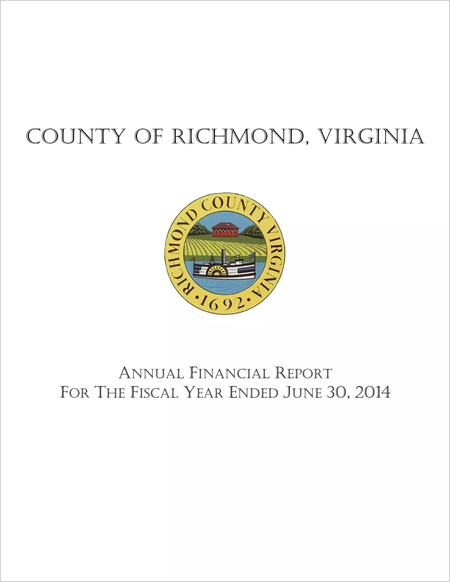 2014 Annual Financial Report for County of Richmond