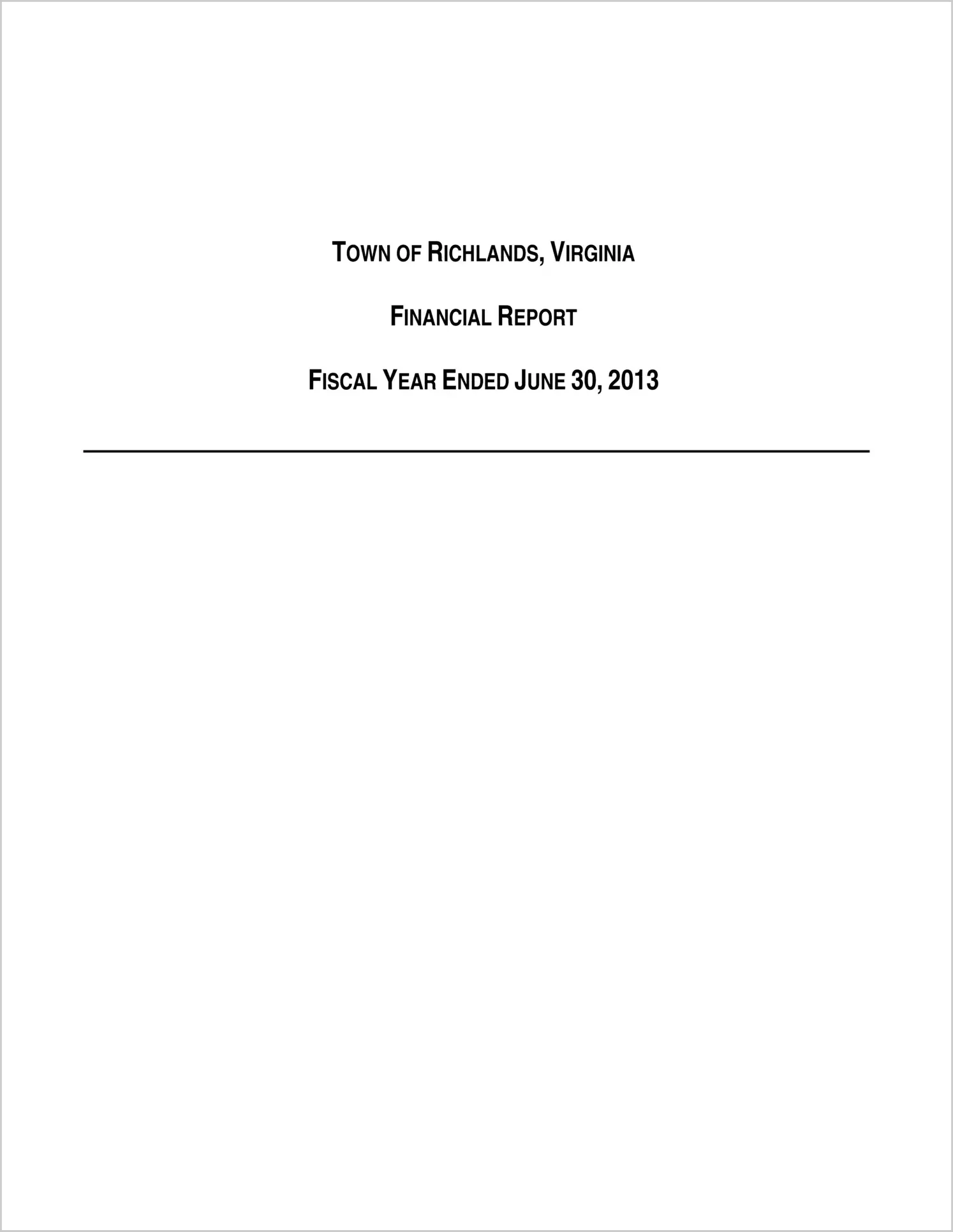 2013 Annual Financial Report for Town of Richlands