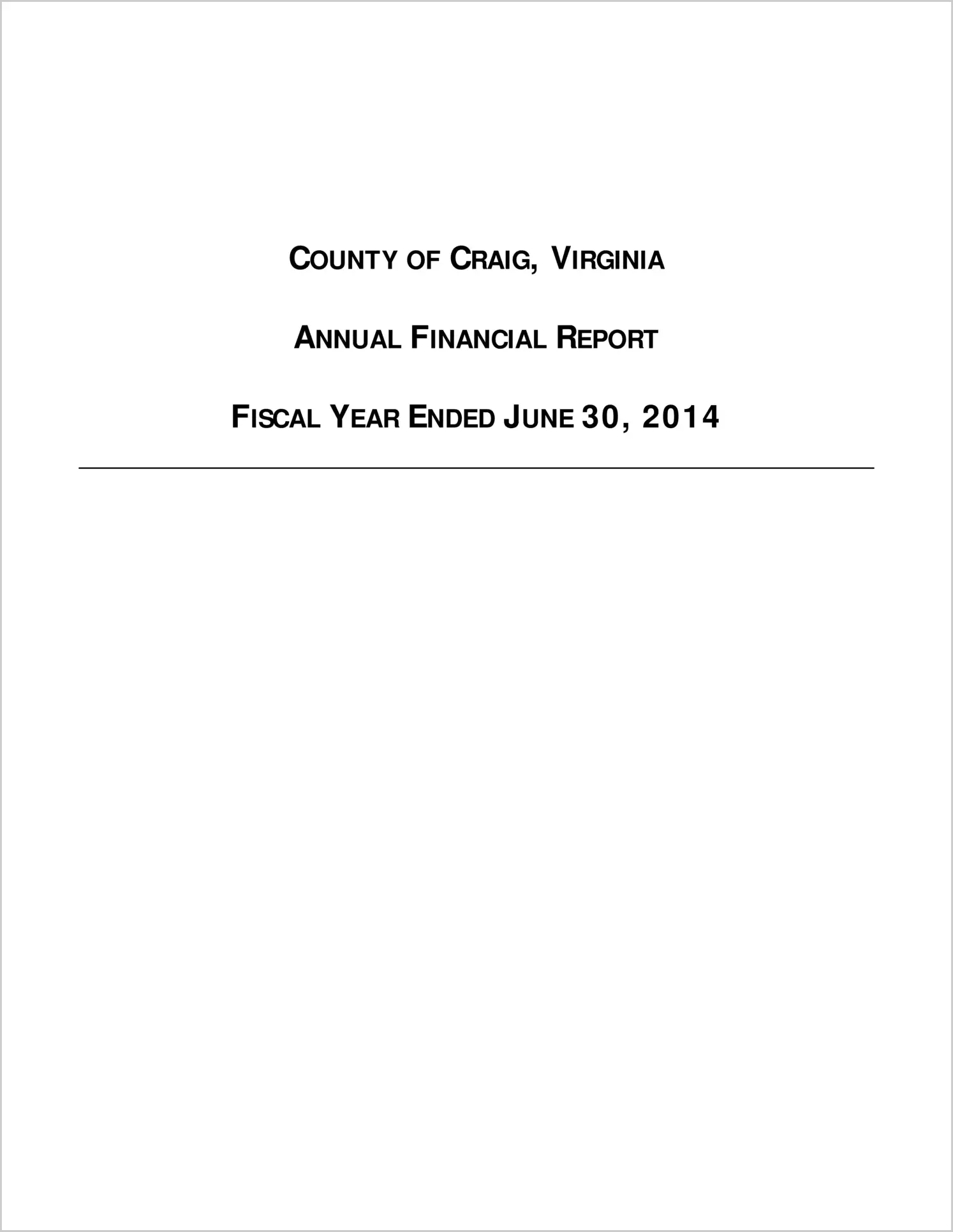 2014 Annual Financial Report for County of Craig