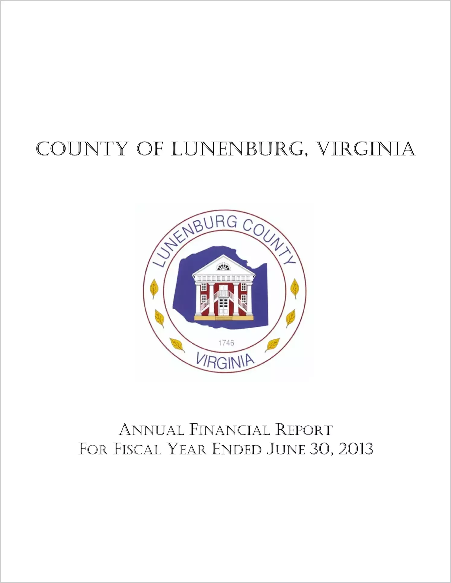 2013 Annual Financial Report for County of Lunenburg