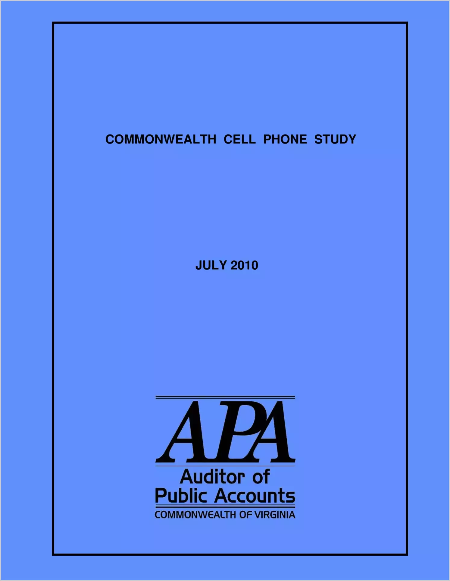 Commonwealth Cell Phone Study - July 2010