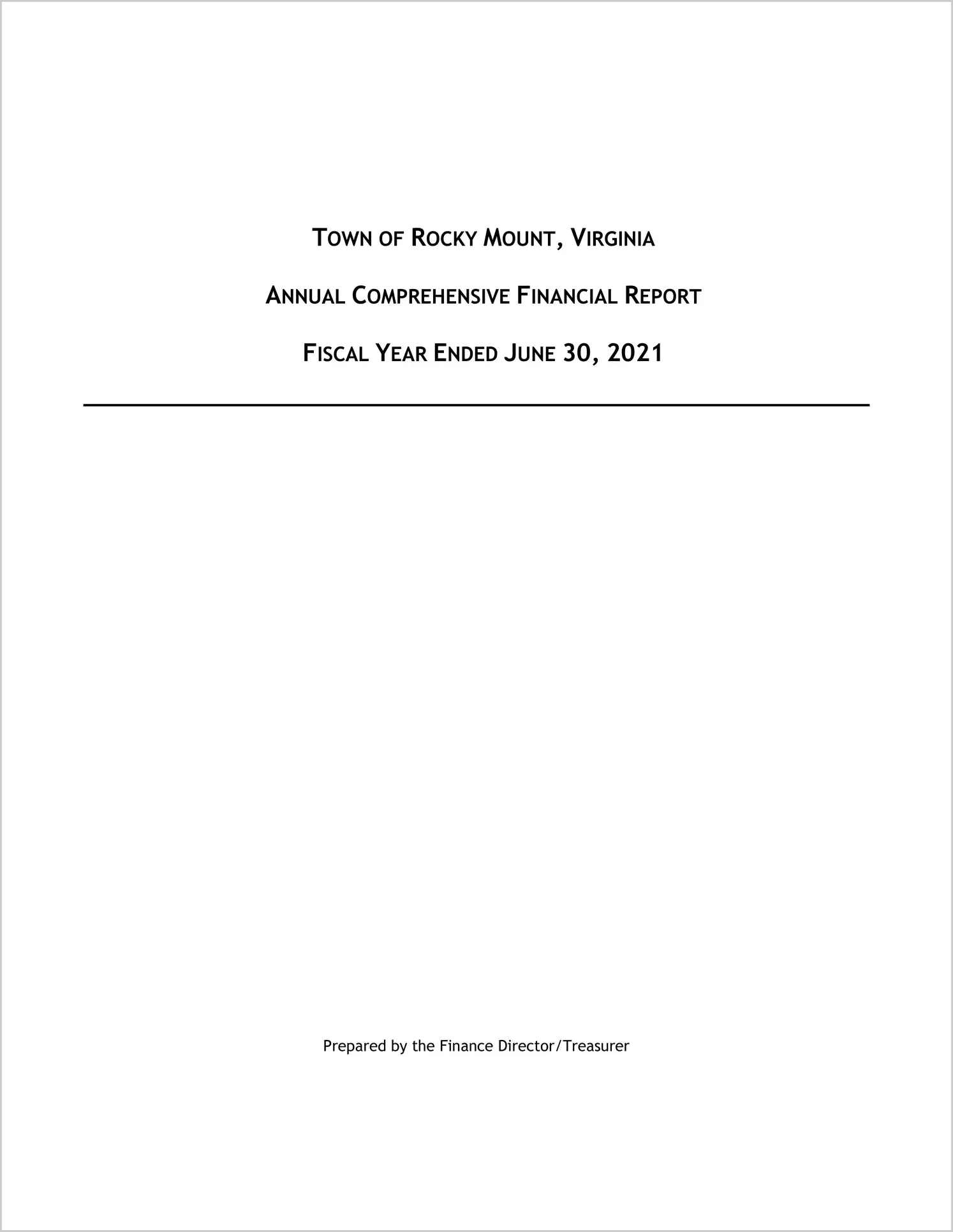 2021 Annual Financial Report for Town of Rocky Mount
