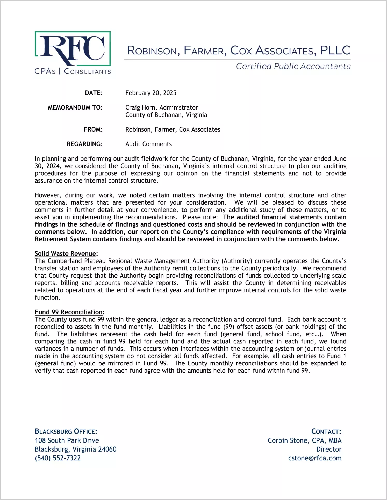 preview of 2024 Management Letter for County of Buchanan