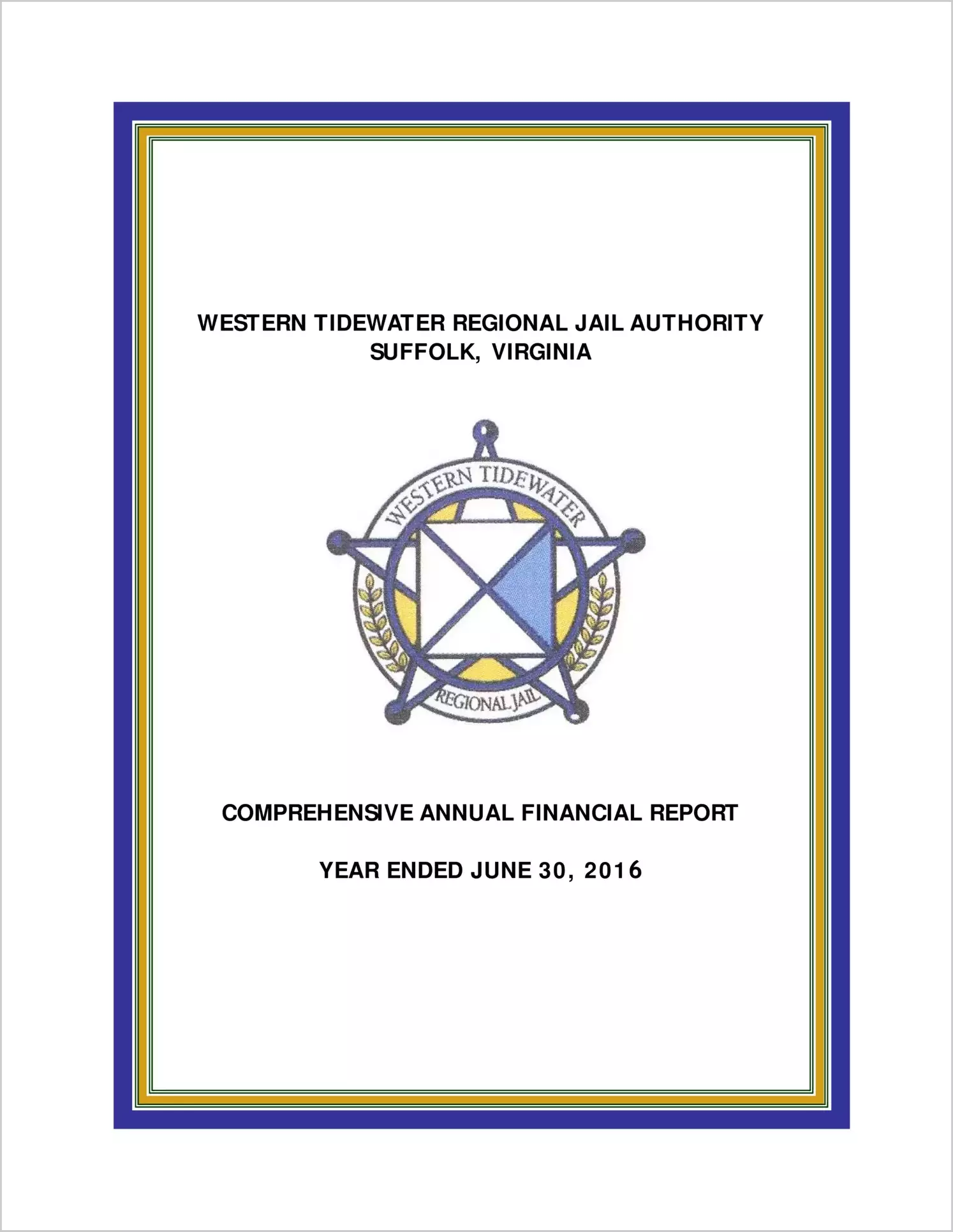 2016 ABC/Other Annual Financial Report  for Western Tidewater Regional Jail Authority