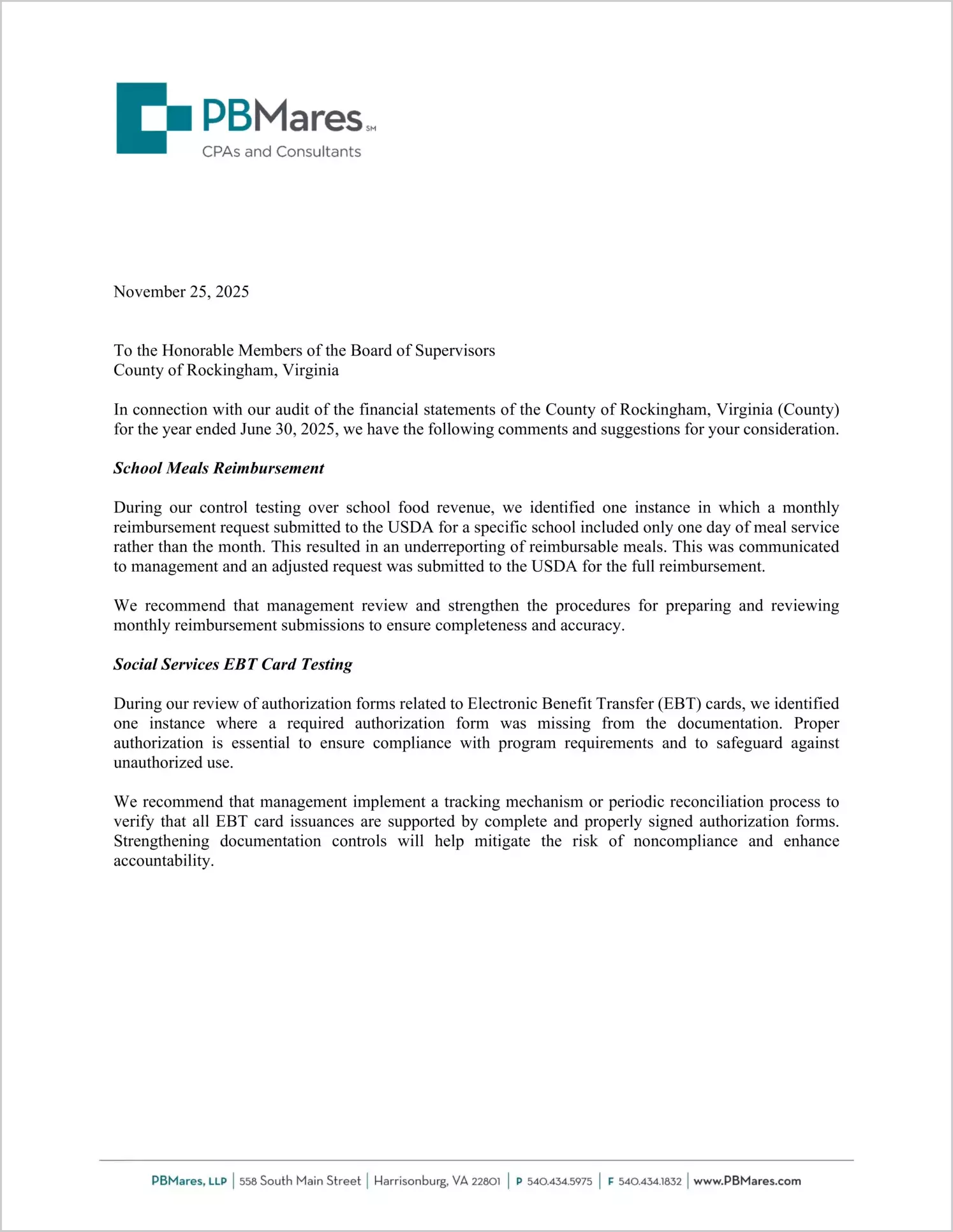 preview of 2025 Management Letter for County of Rockingham