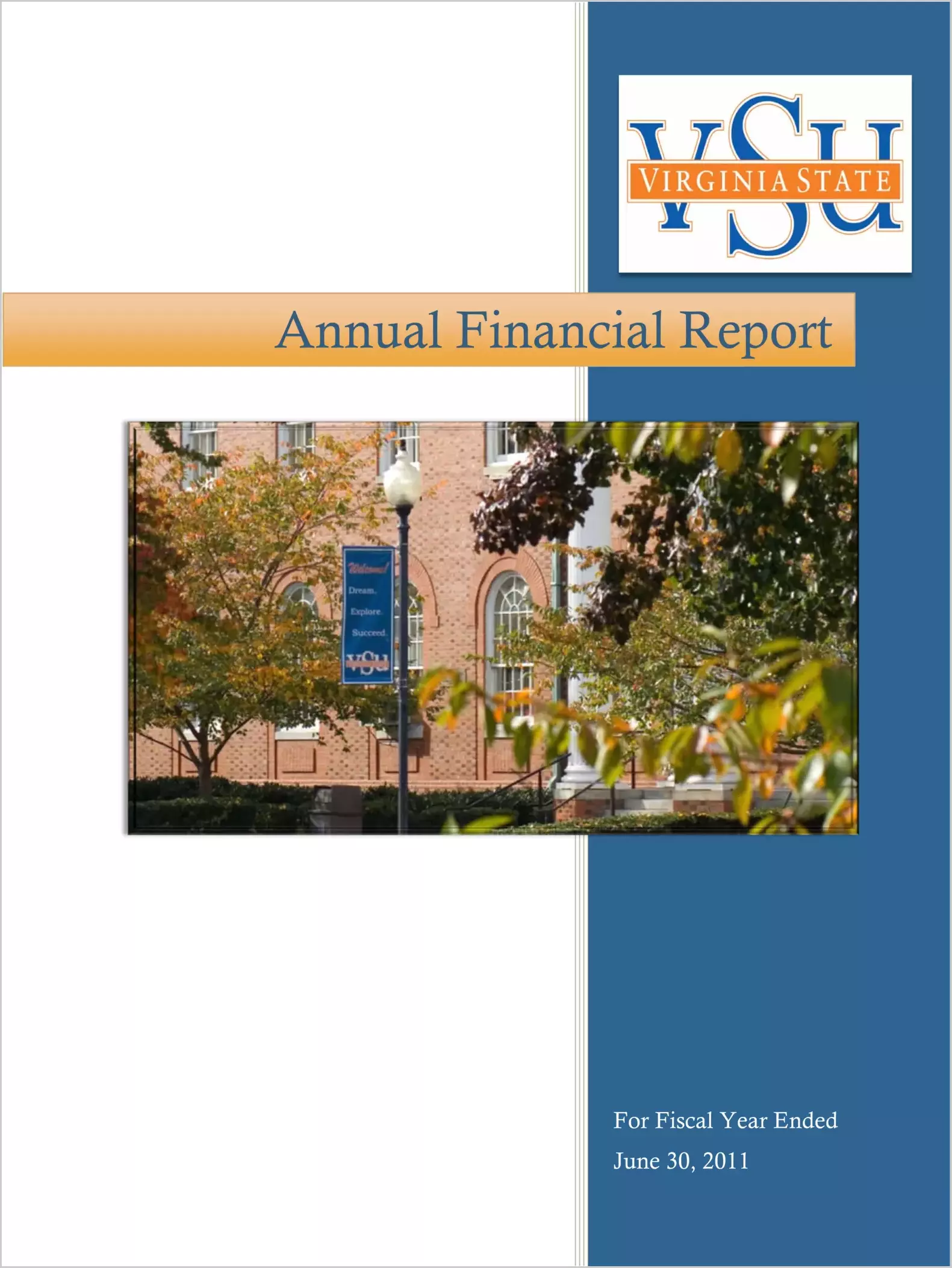 Virginia State University Financial Statement report for the year ended June 30, 2011