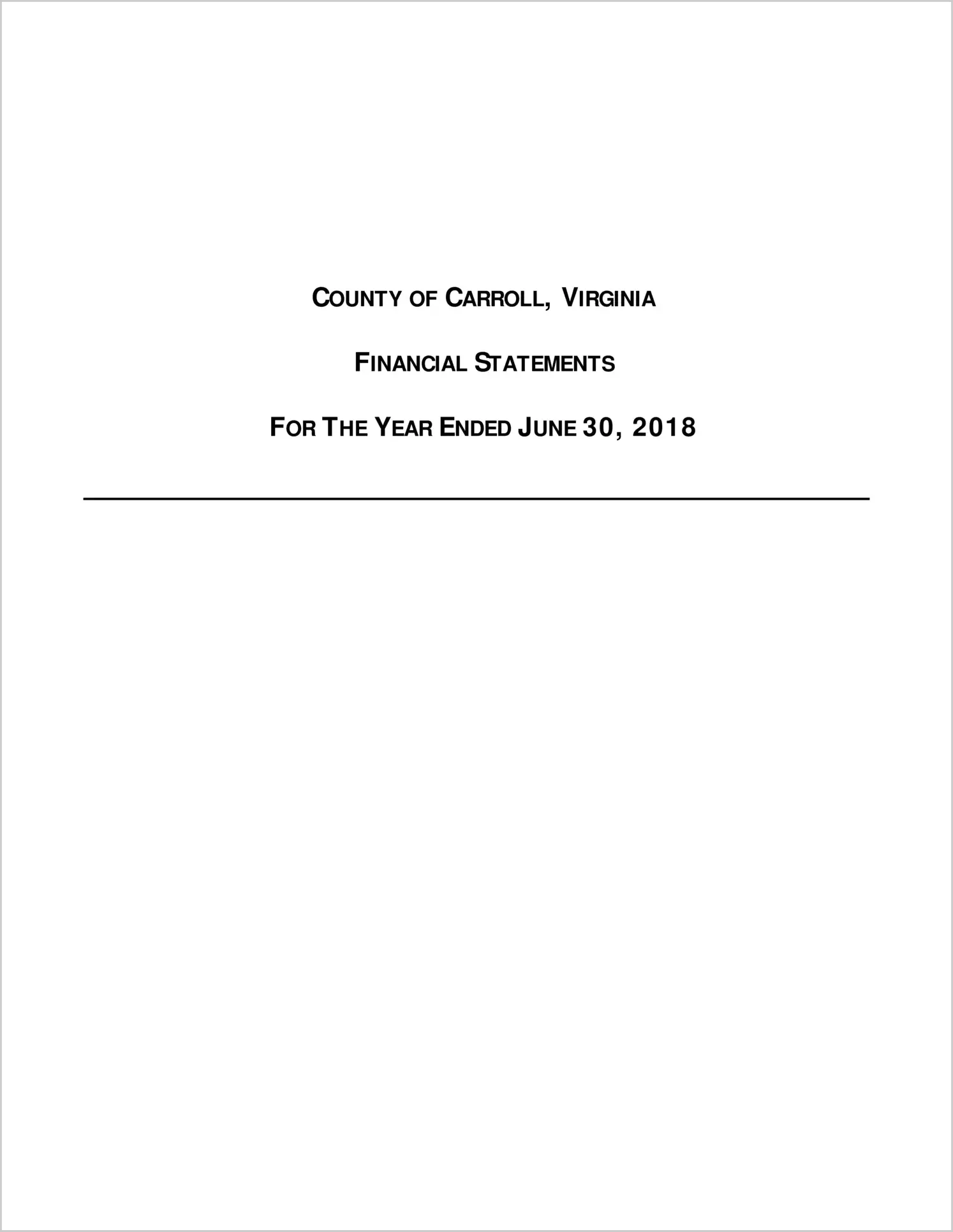 2018 Annual Financial Report for County of Carroll