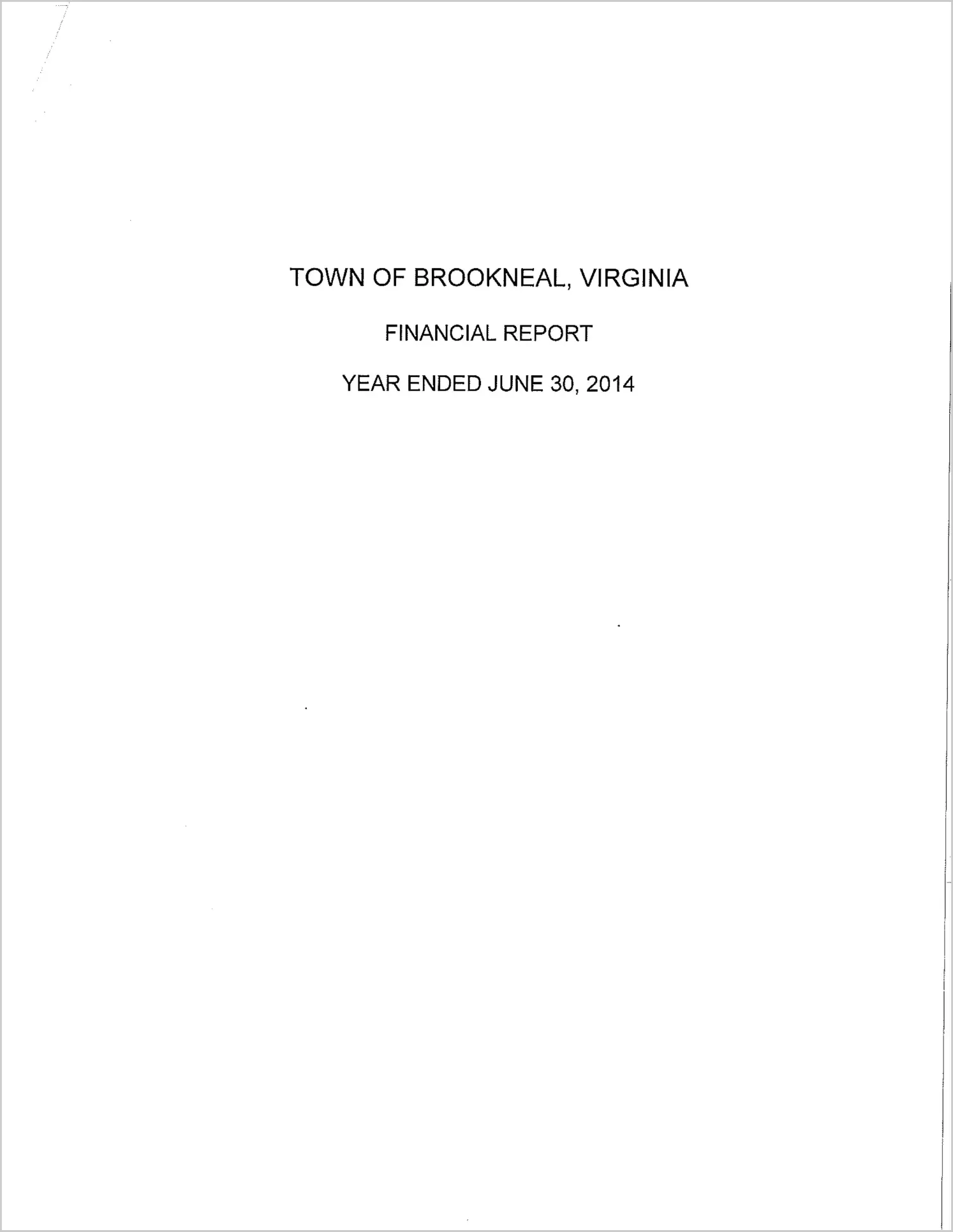 2014 Annual Financial Report for Town of Brookneal