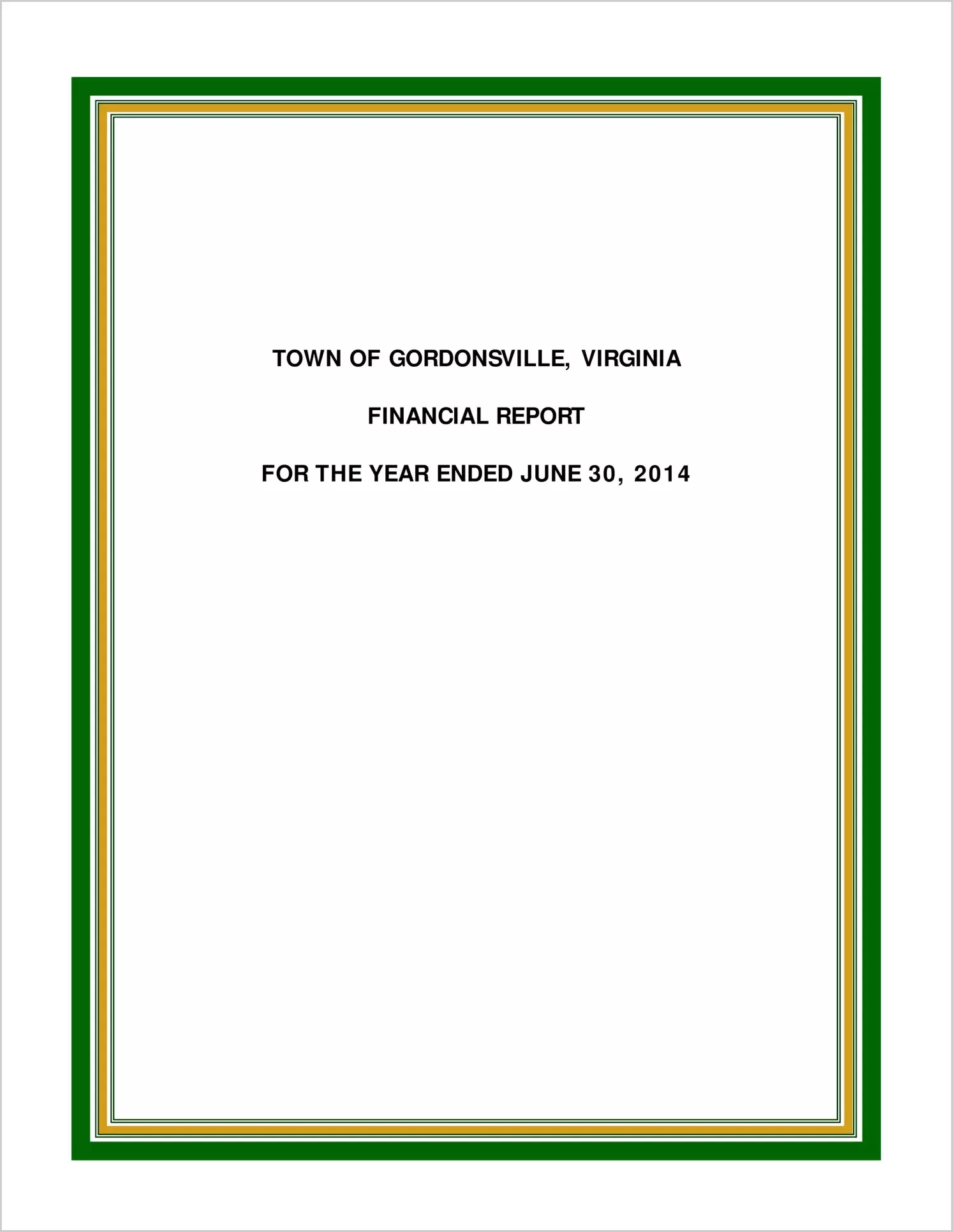 2014 Annual Financial Report for Town of Gordonsville