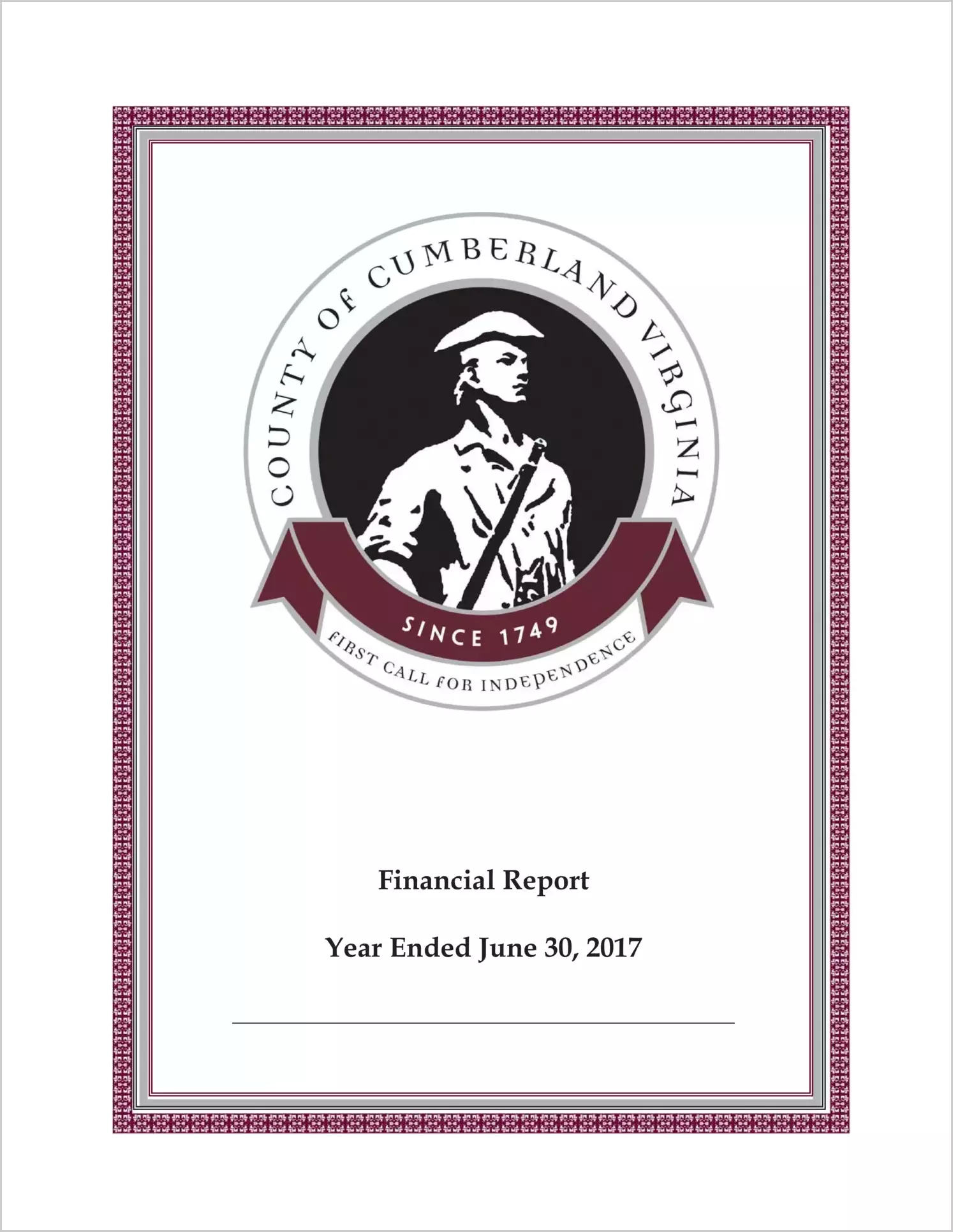 2017 Annual Financial Report for County of Cumberland