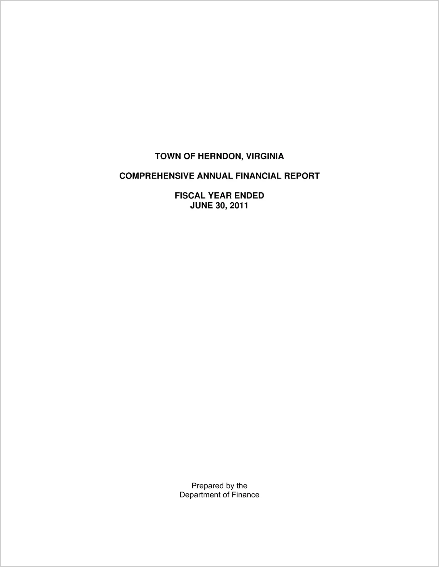 2011 Annual Financial Report for Town of Herndon