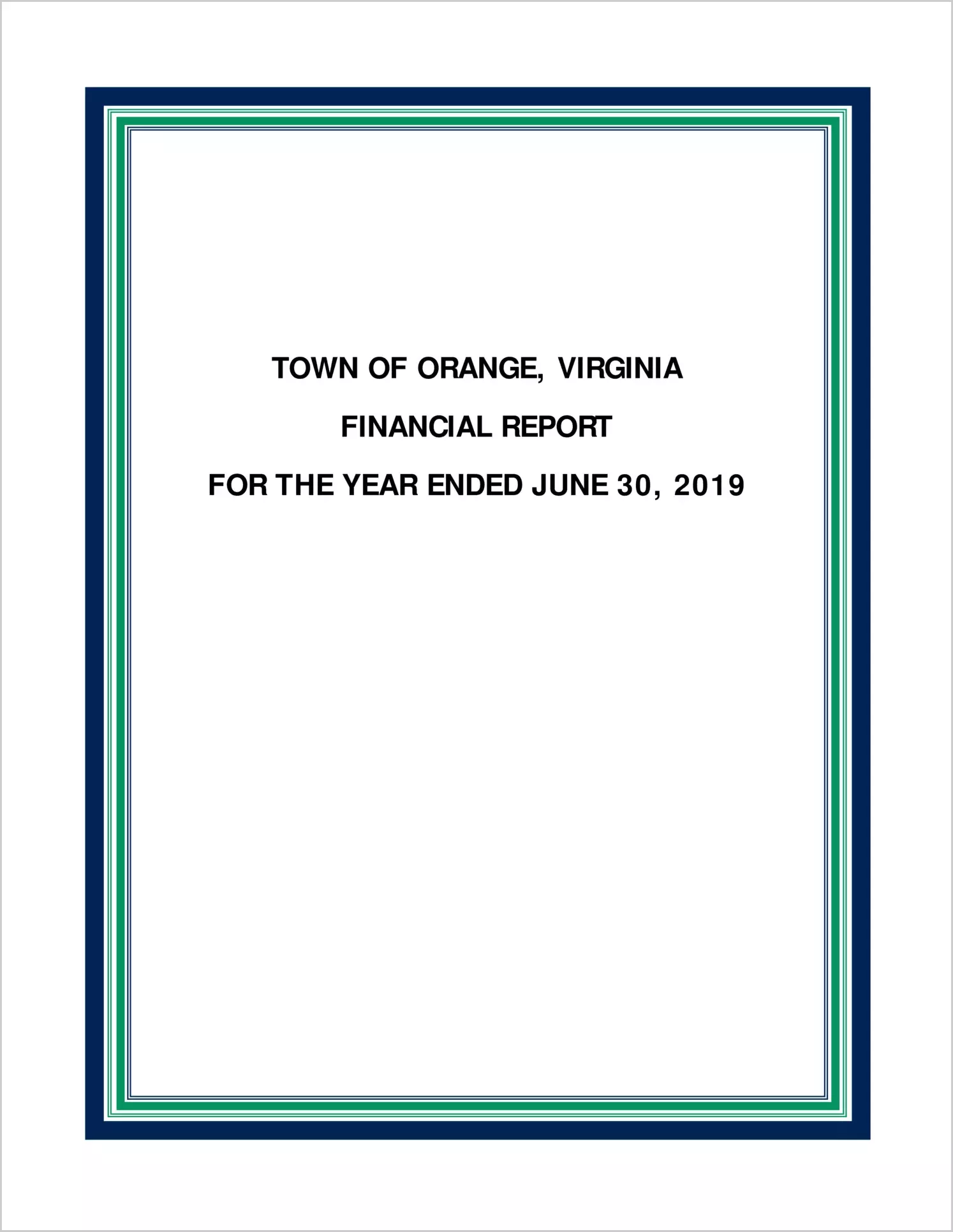2019 Annual Financial Report for Town of Orange