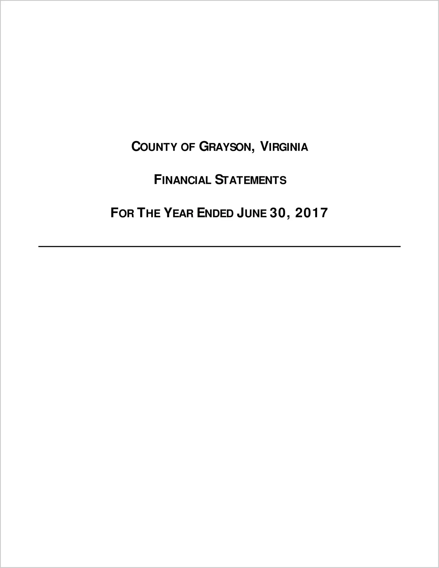 2017 Annual Financial Report for County of Grayson