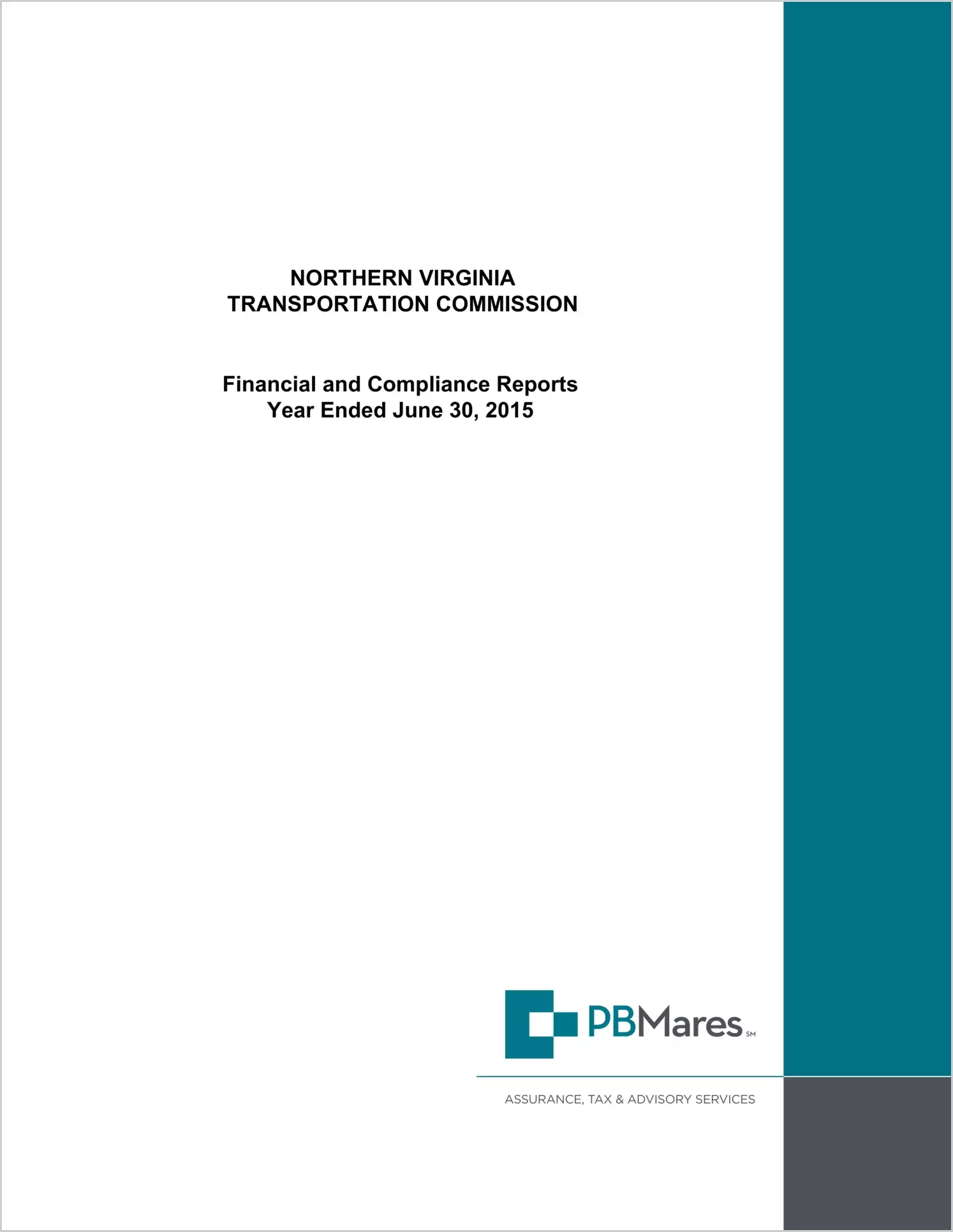 2015 ABC/Other Annual Financial Report  for Northern Virginia Transportation Commission