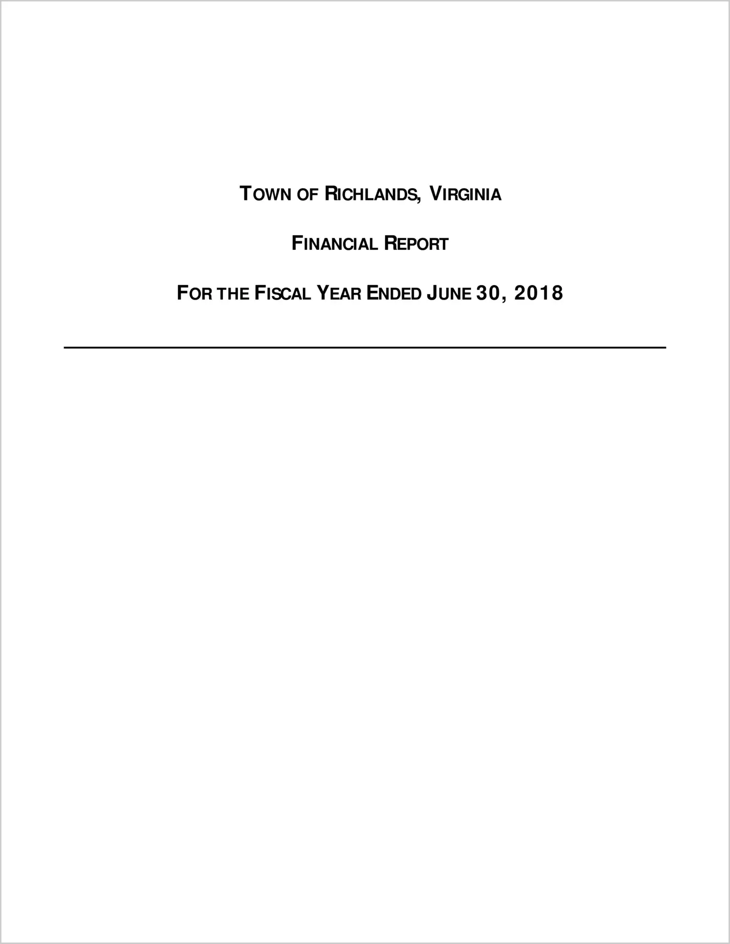 2018 Annual Financial Report for Town of Richlands