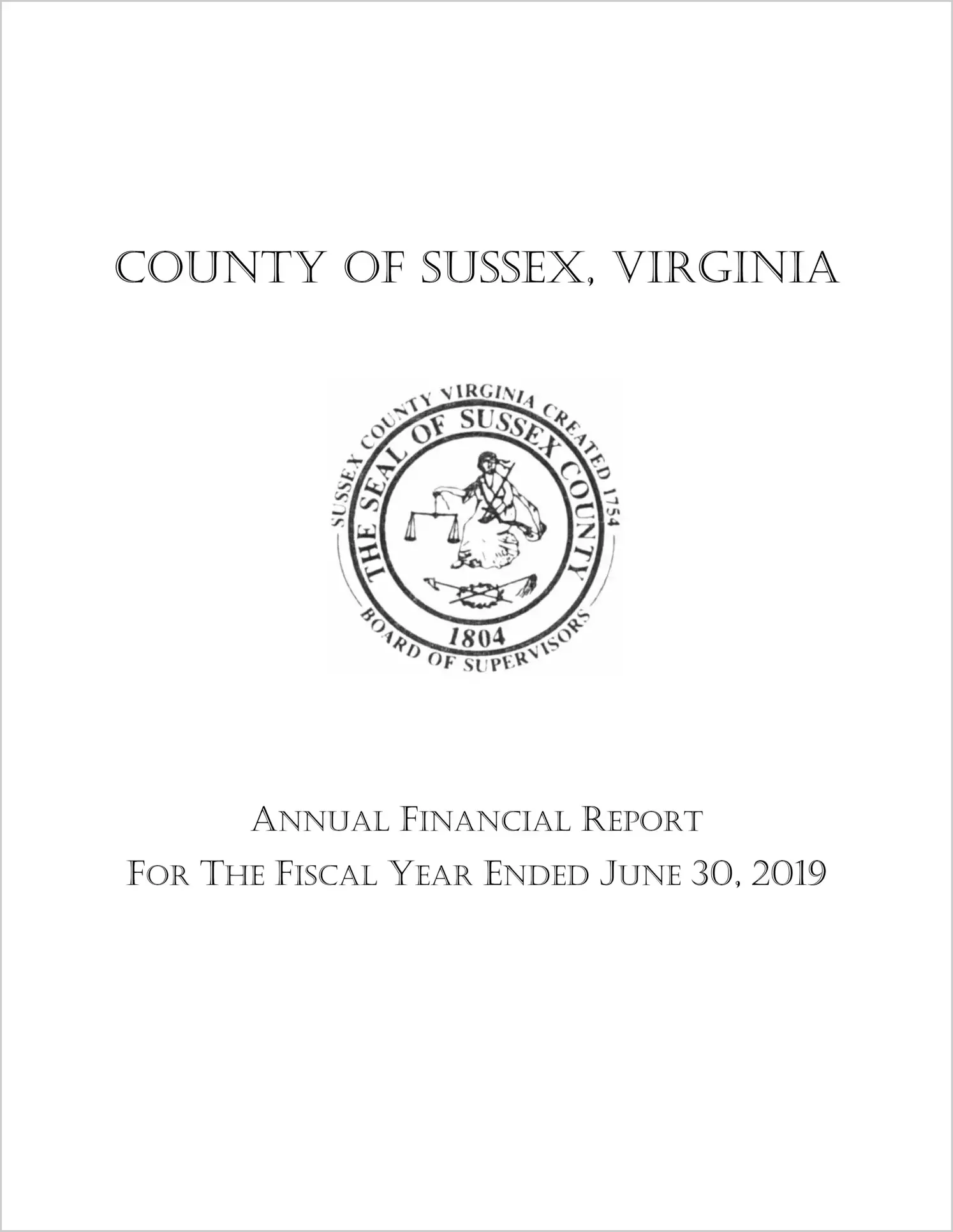 2019 Annual Financial Report for County of Sussex