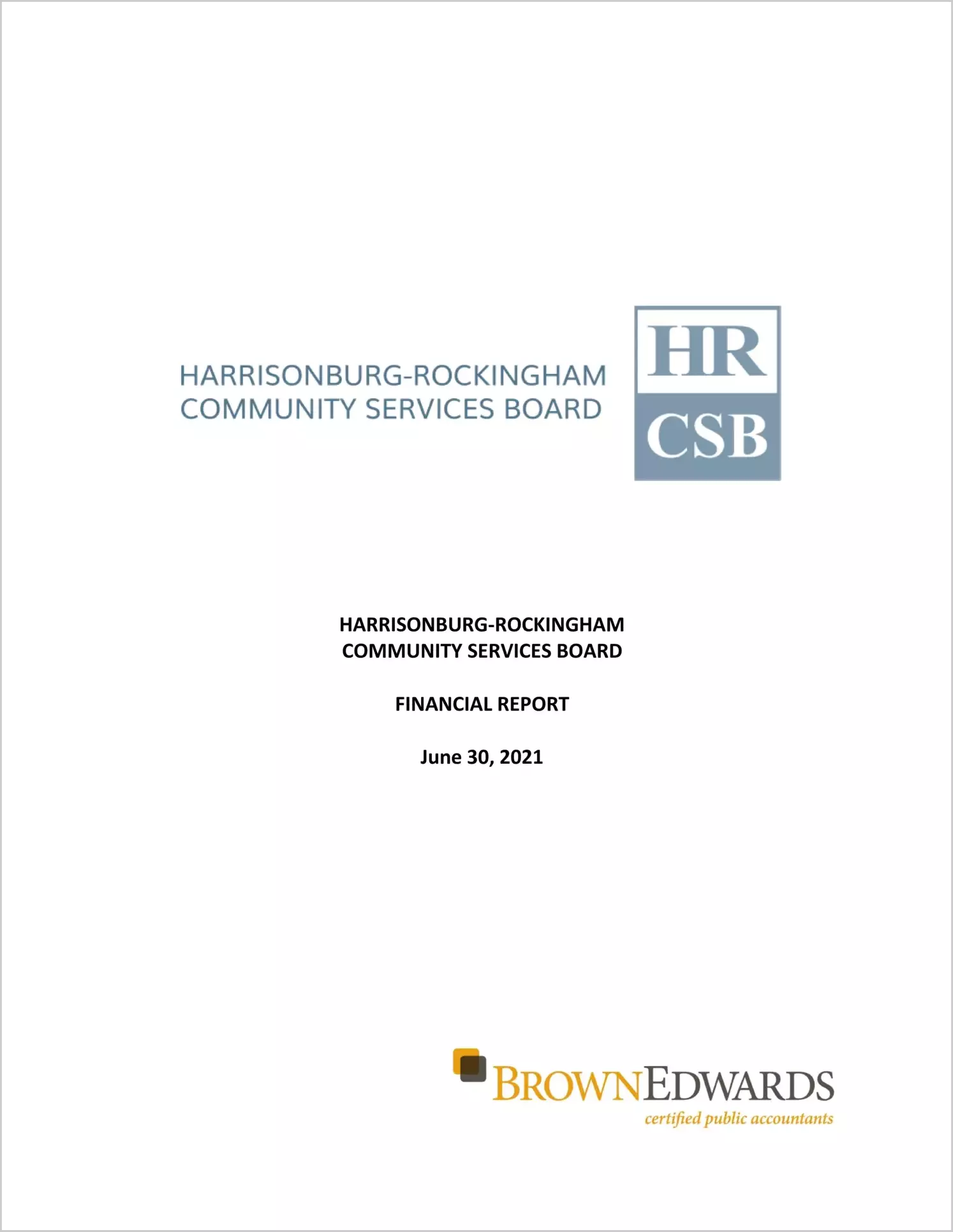 2021 ABC/Other Annual Financial Report  for Harrisonburg Rockingham Community Services Board