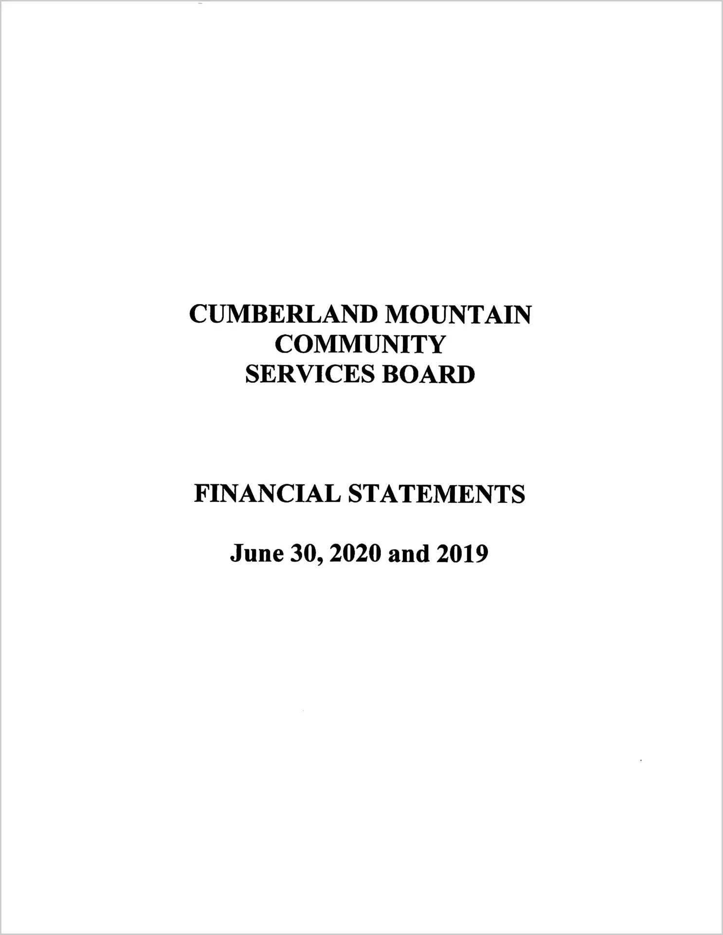 preview of 2020 ABC/Other Annual Financial Report for Cumberland Mountain Community Services Board