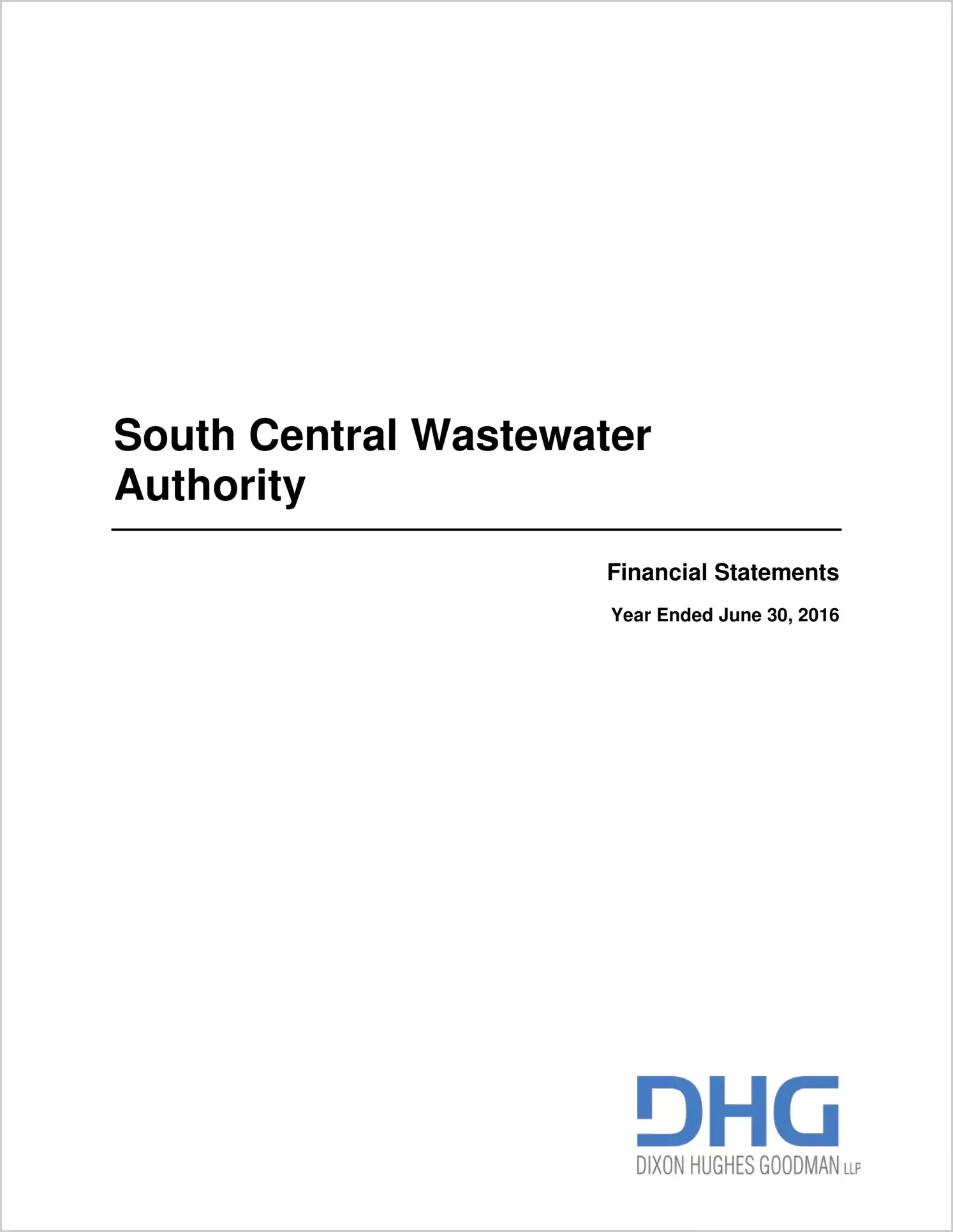 2016 ABC/Other Annual Financial Report  for South Central Wastewater Authority
