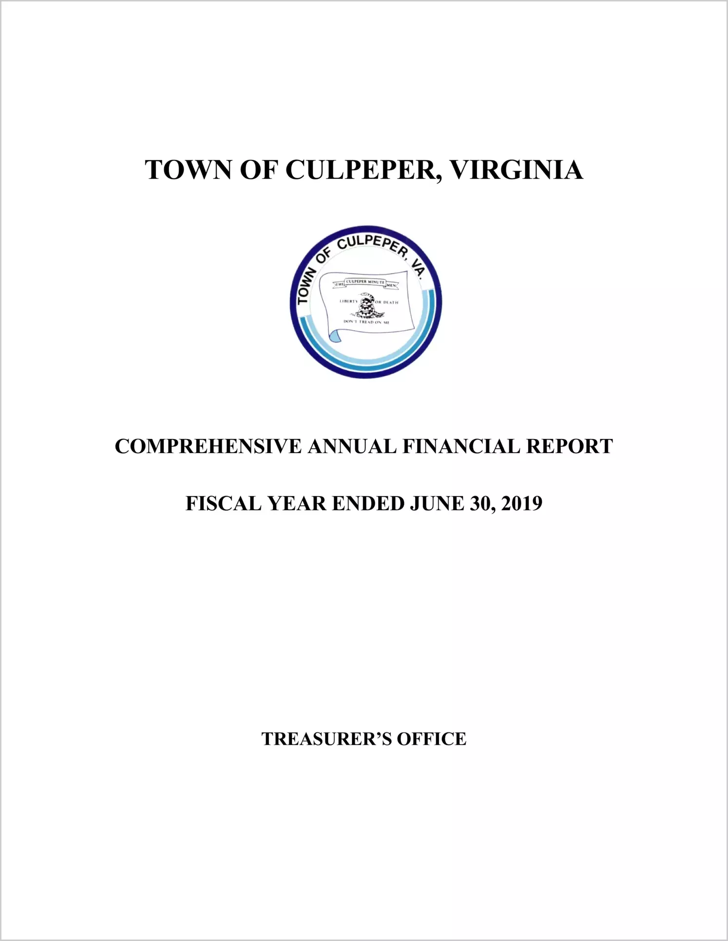 2019 Annual Financial Report for Town of Culpeper