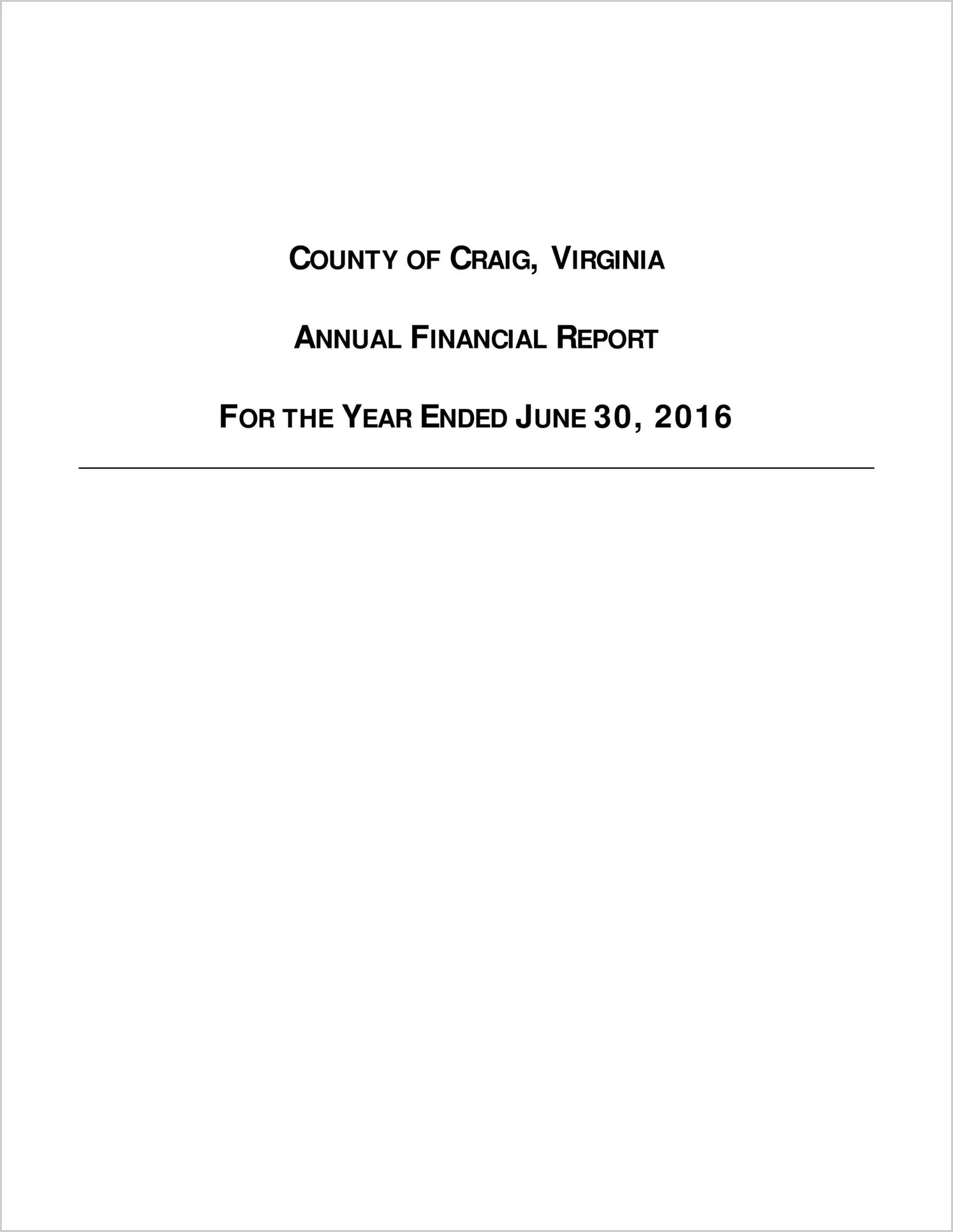 2016 Annual Financial Report for County of Craig
