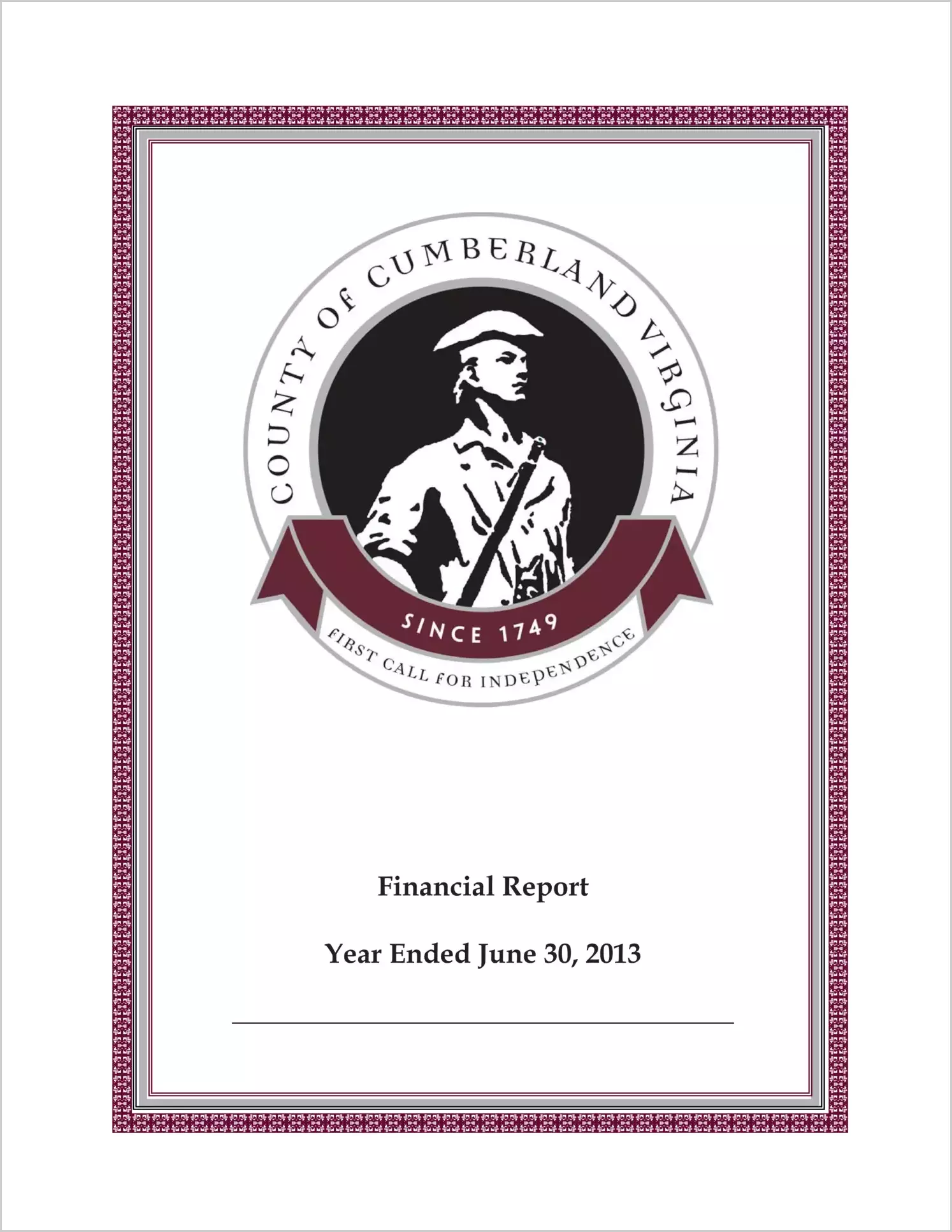 2013 Annual Financial Report for County of Cumberland