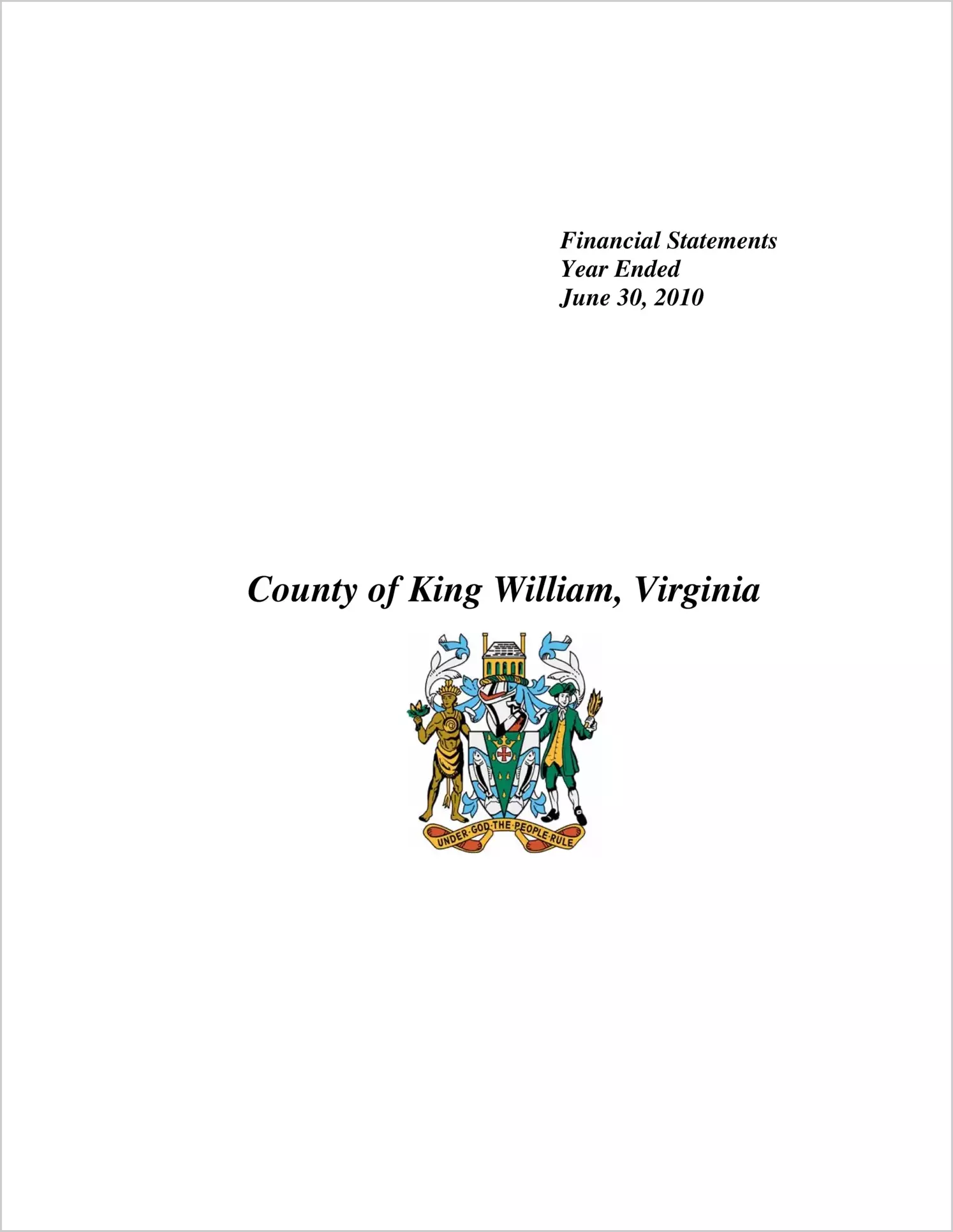 2010 Annual Financial Report for County of King William
