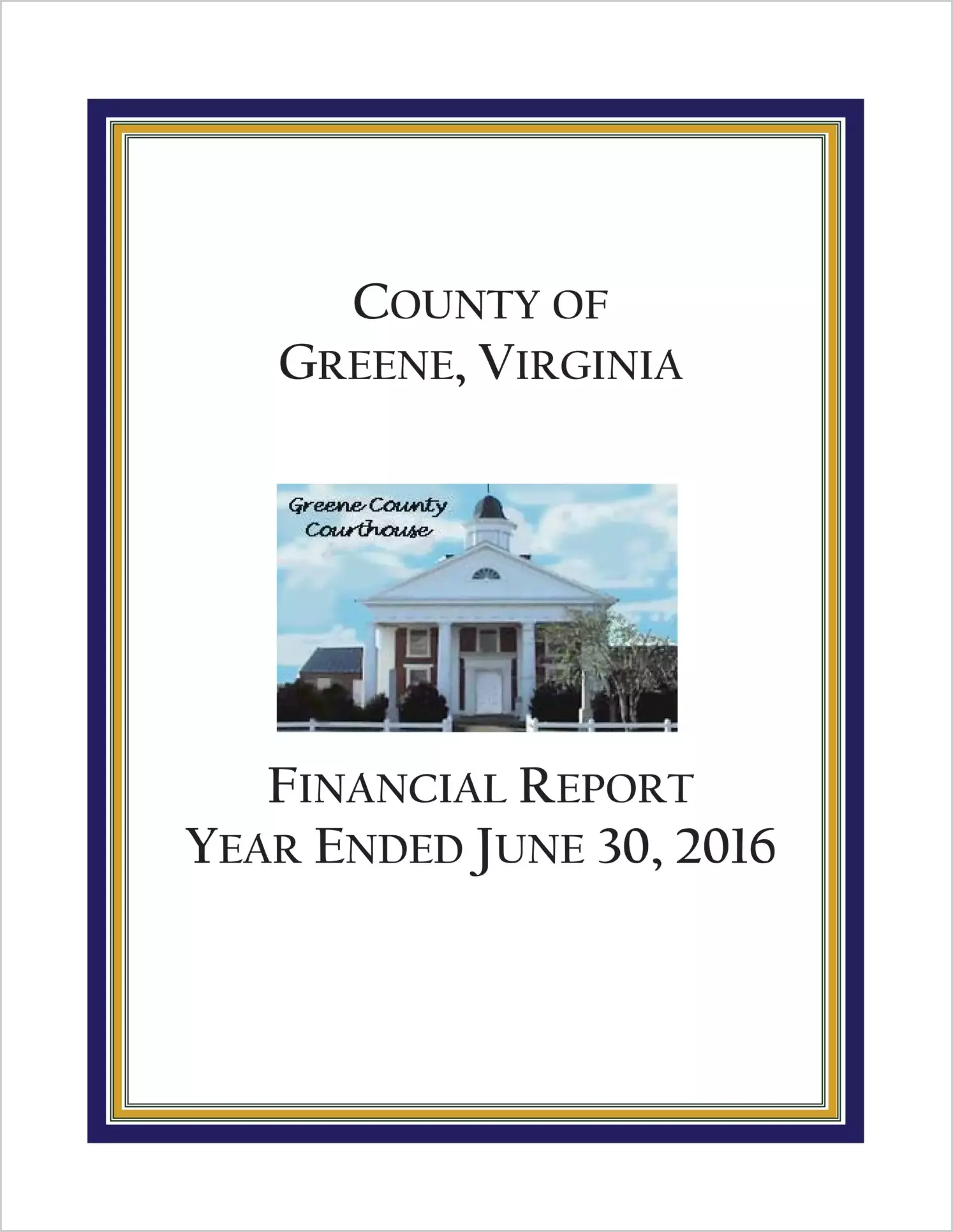 2016 Annual Financial Report for County of Greene