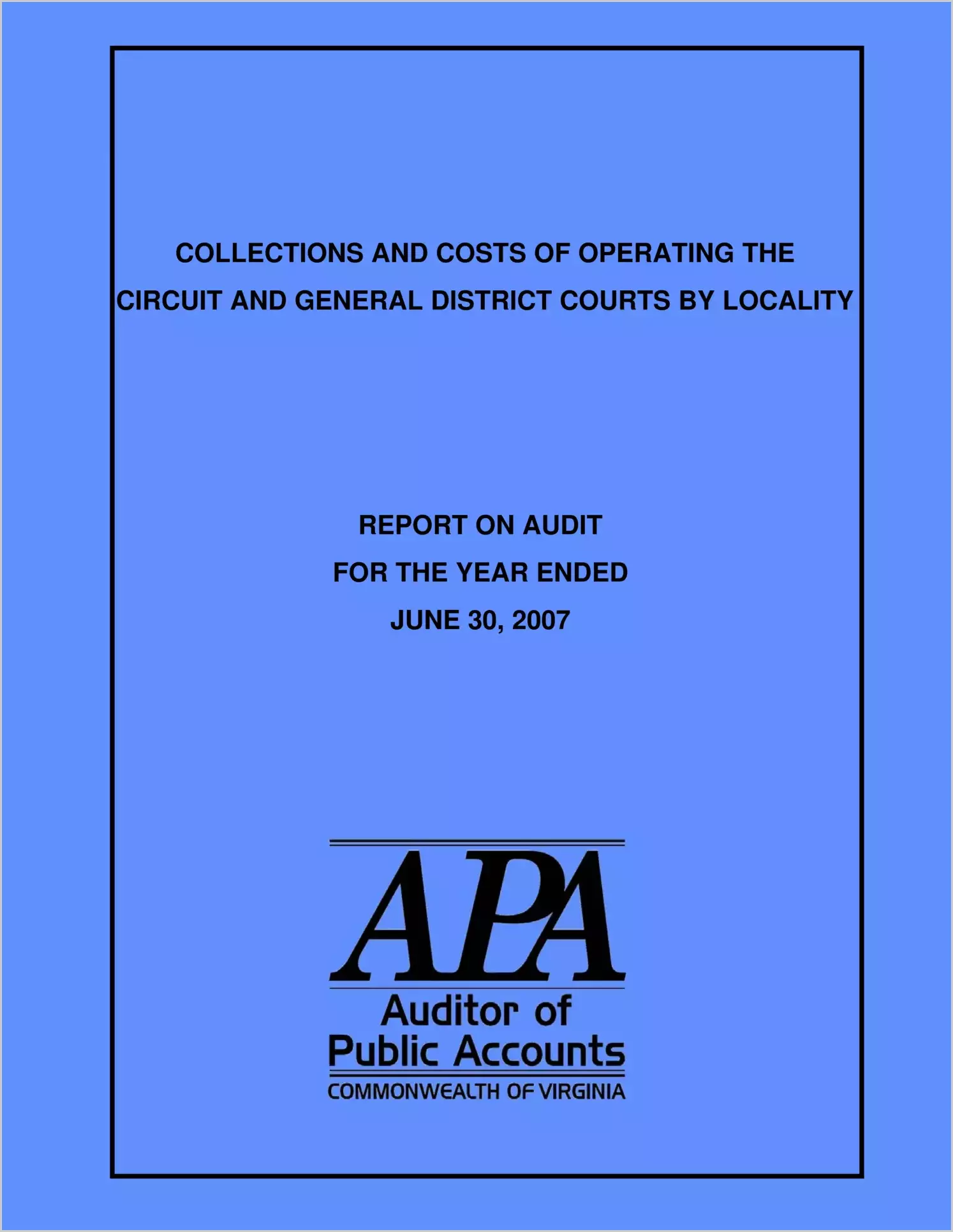 Commonwealth of Virginia Court Operations - with Appendix 2007