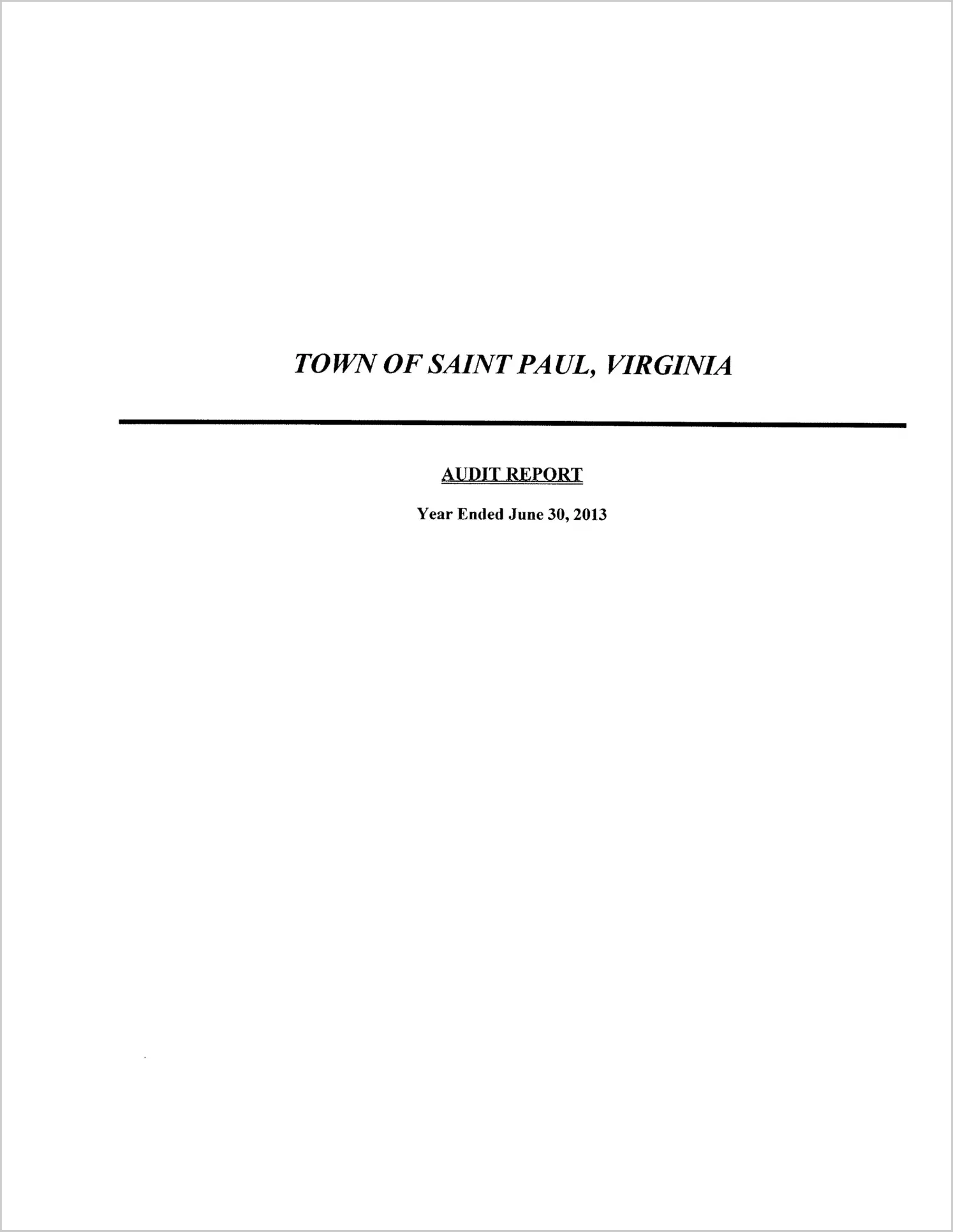 2013 Annual Financial Report for Town of Saint Paul