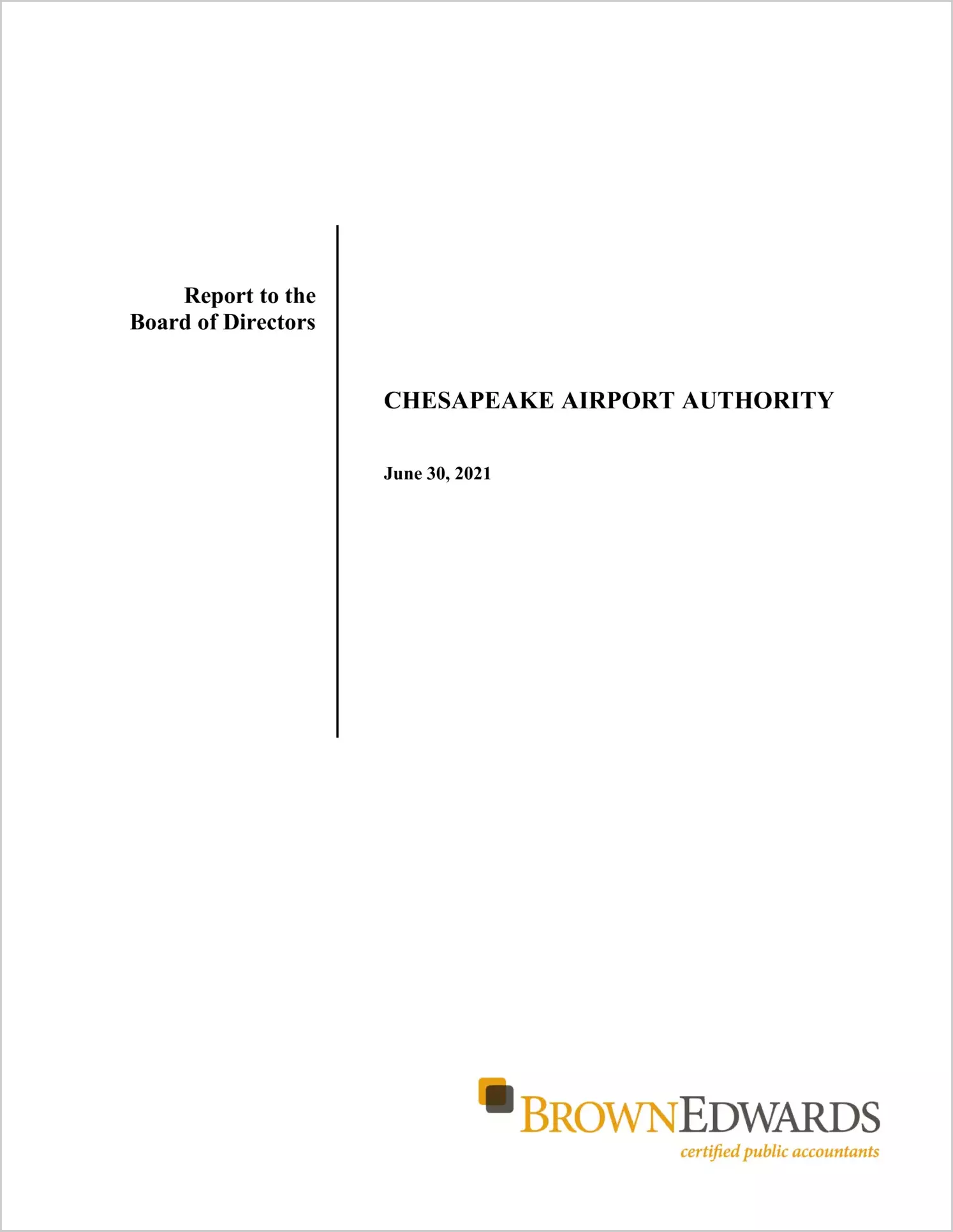 preview of 2021 ABC/Other Management Letter for Chesapeake Airport Authority