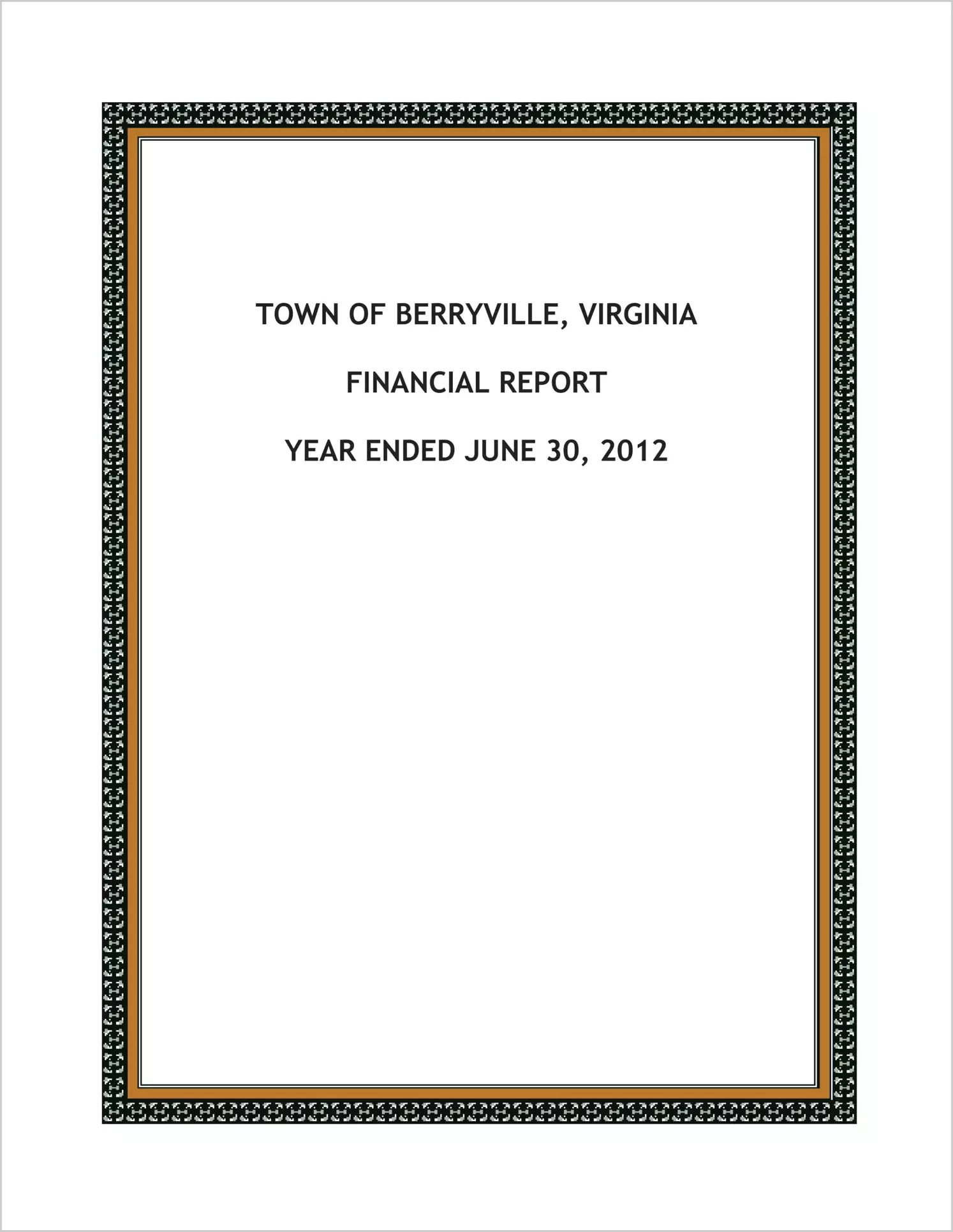 2012 Annual Financial Report for Town of Berryville