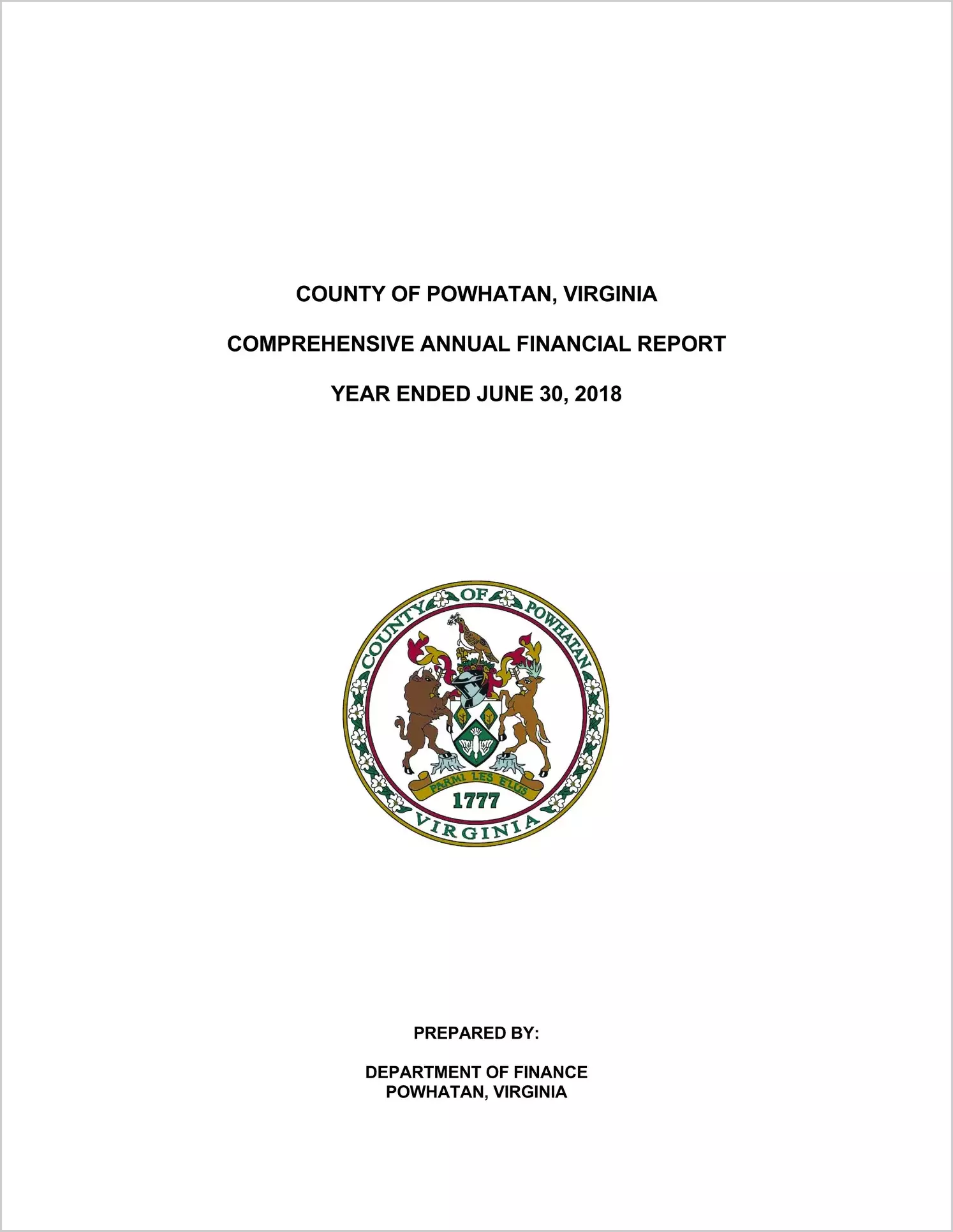 2018 Annual Financial Report for County of Powhatan